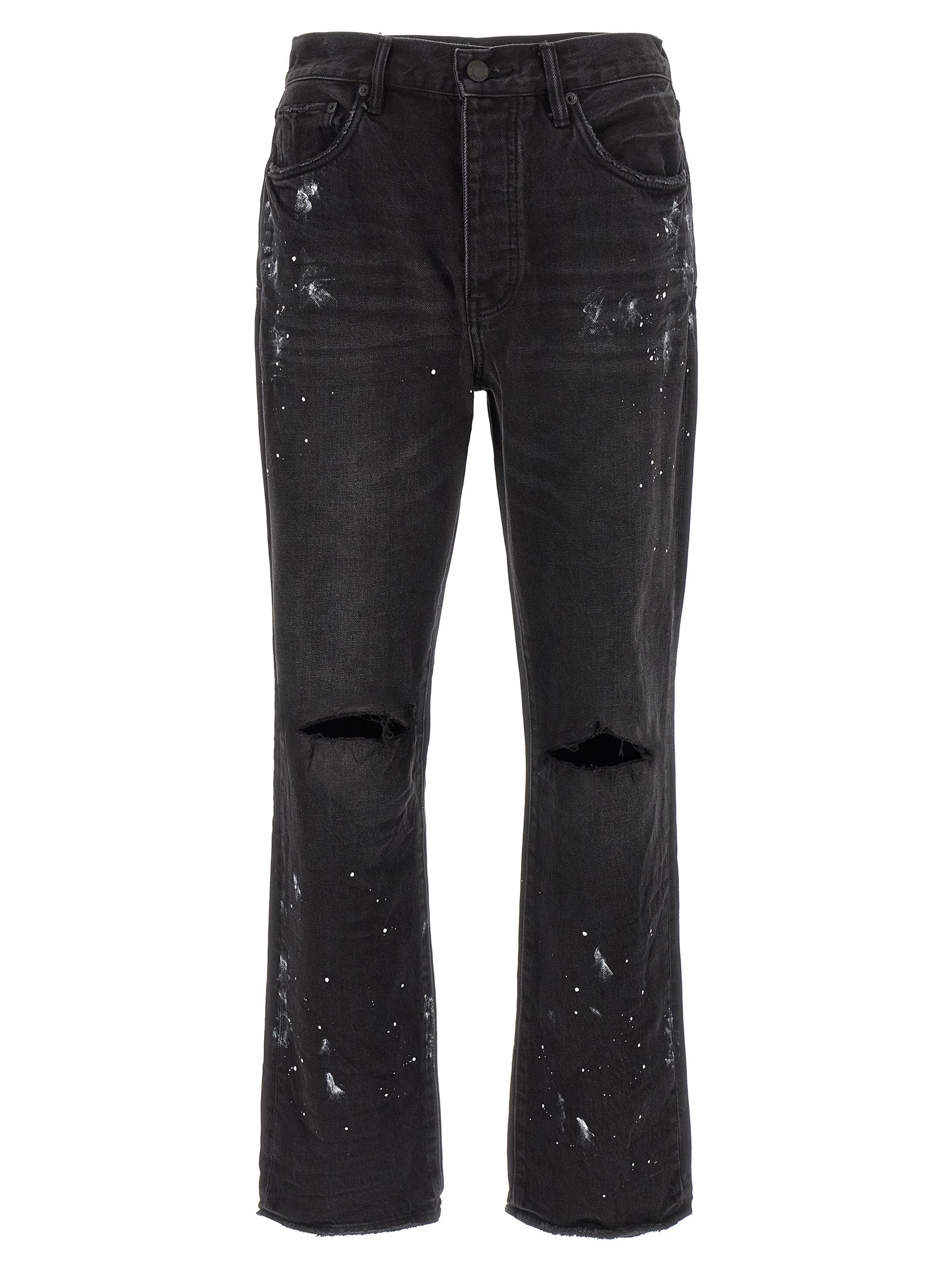 Black Cotton Straight-Leg Jeans