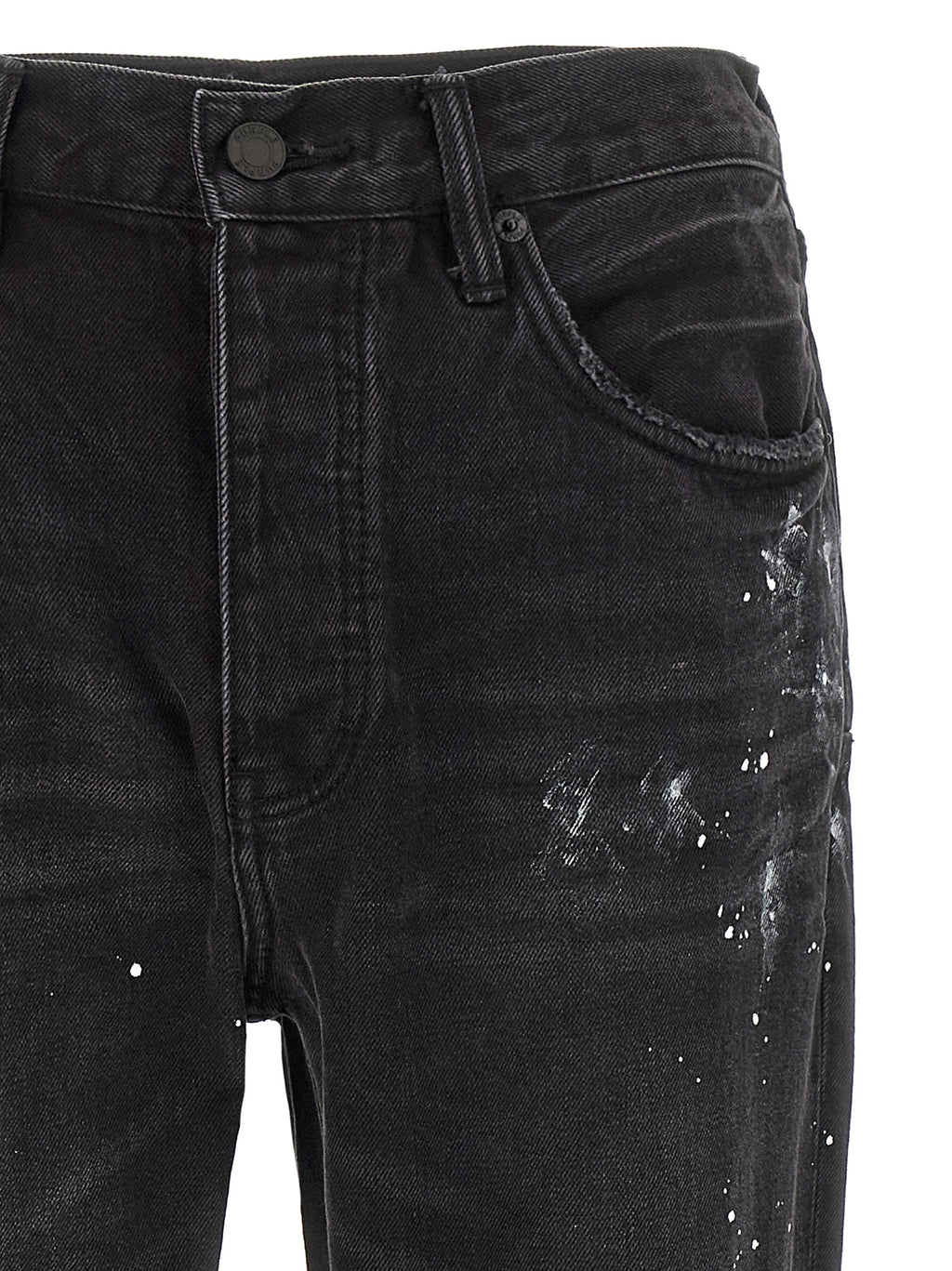 Black Cotton Straight-Leg Jeans