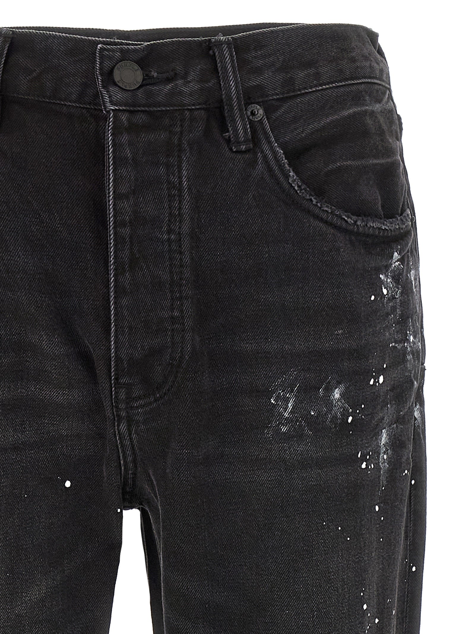 Black Cotton Straight-Leg Jeans