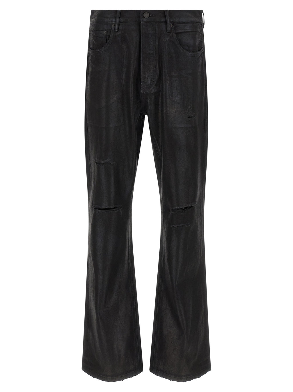 Black Cotton Flared Jeans