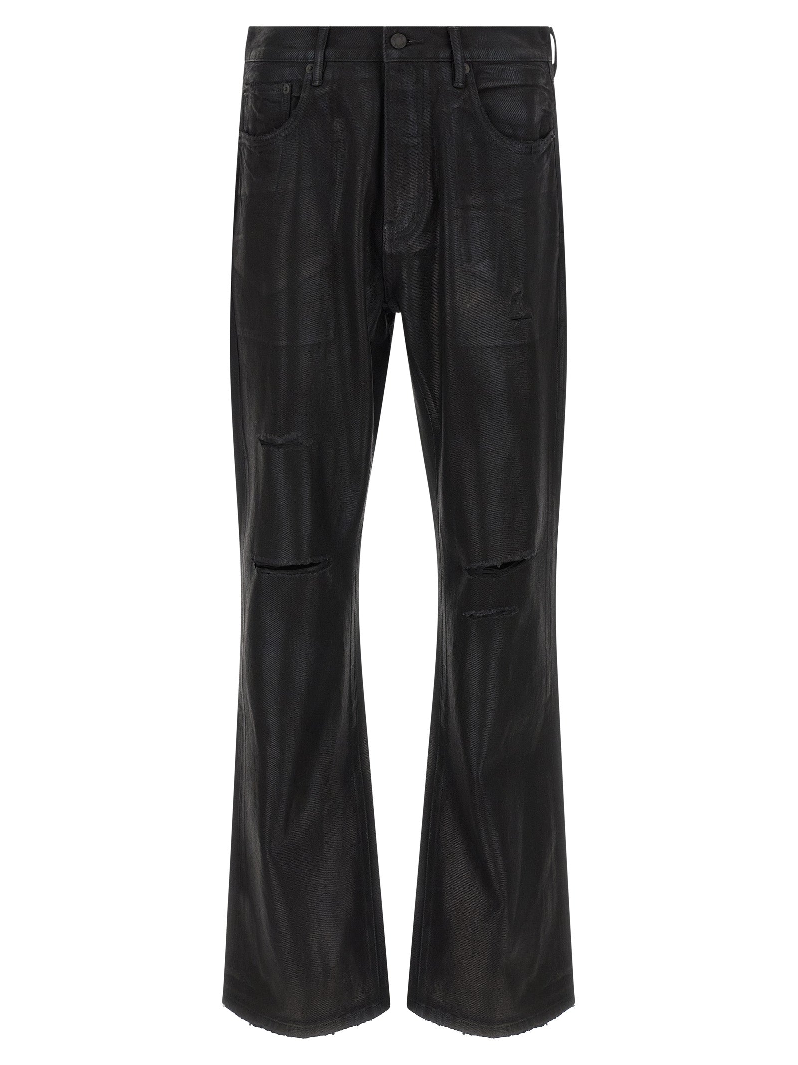 Black Cotton Flared Jeans