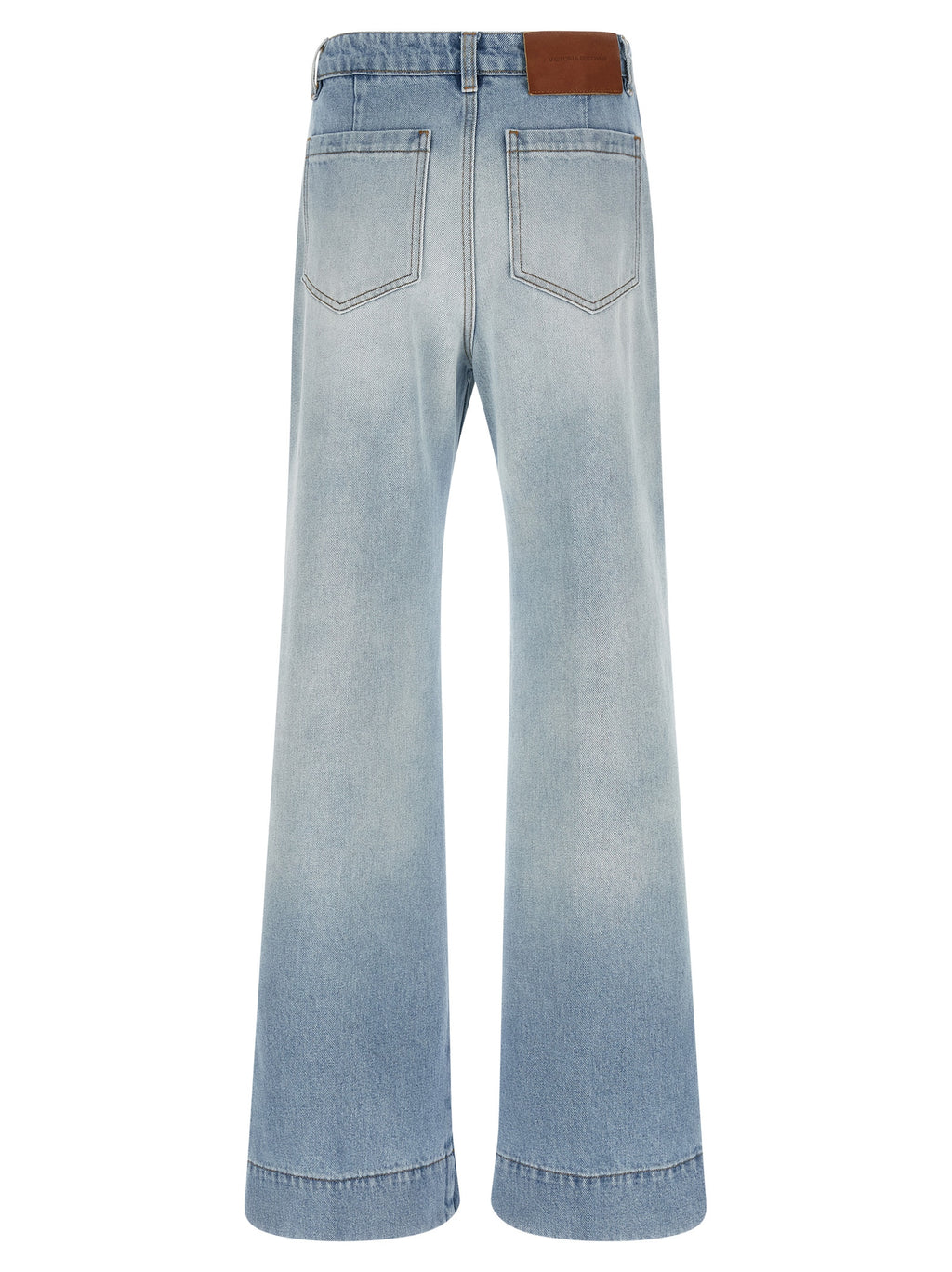 Blue Cotton Flared Jeans