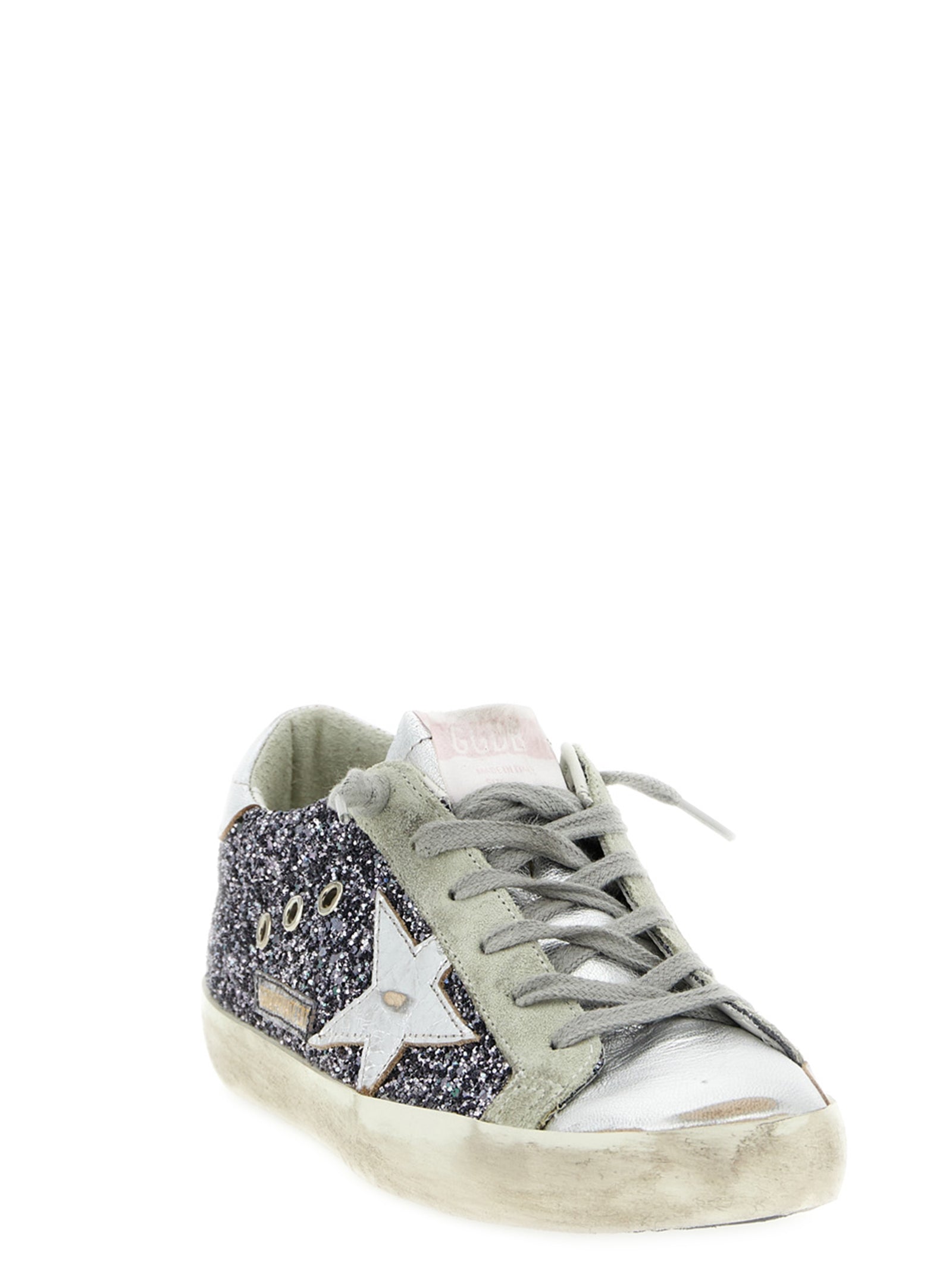 Silver Leather Low Top Sneakers