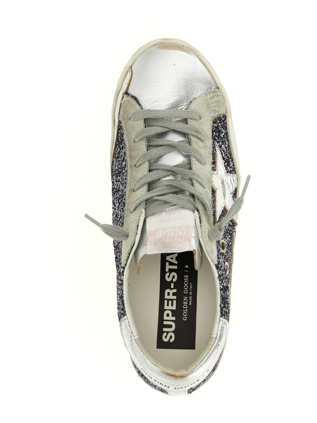 Silver Leather Low Top Sneakers