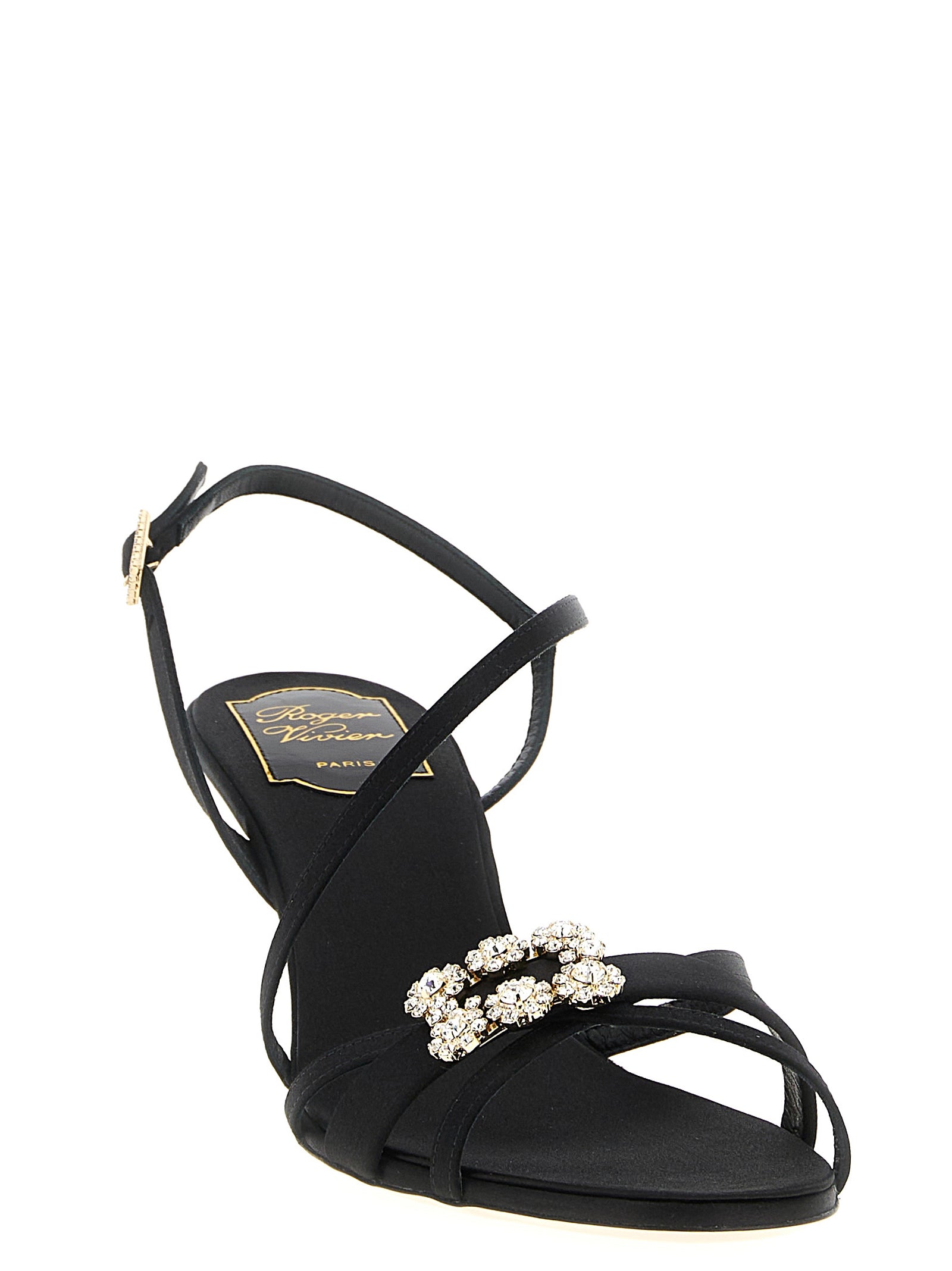 Black Viscose Stiletto Heel Sandals