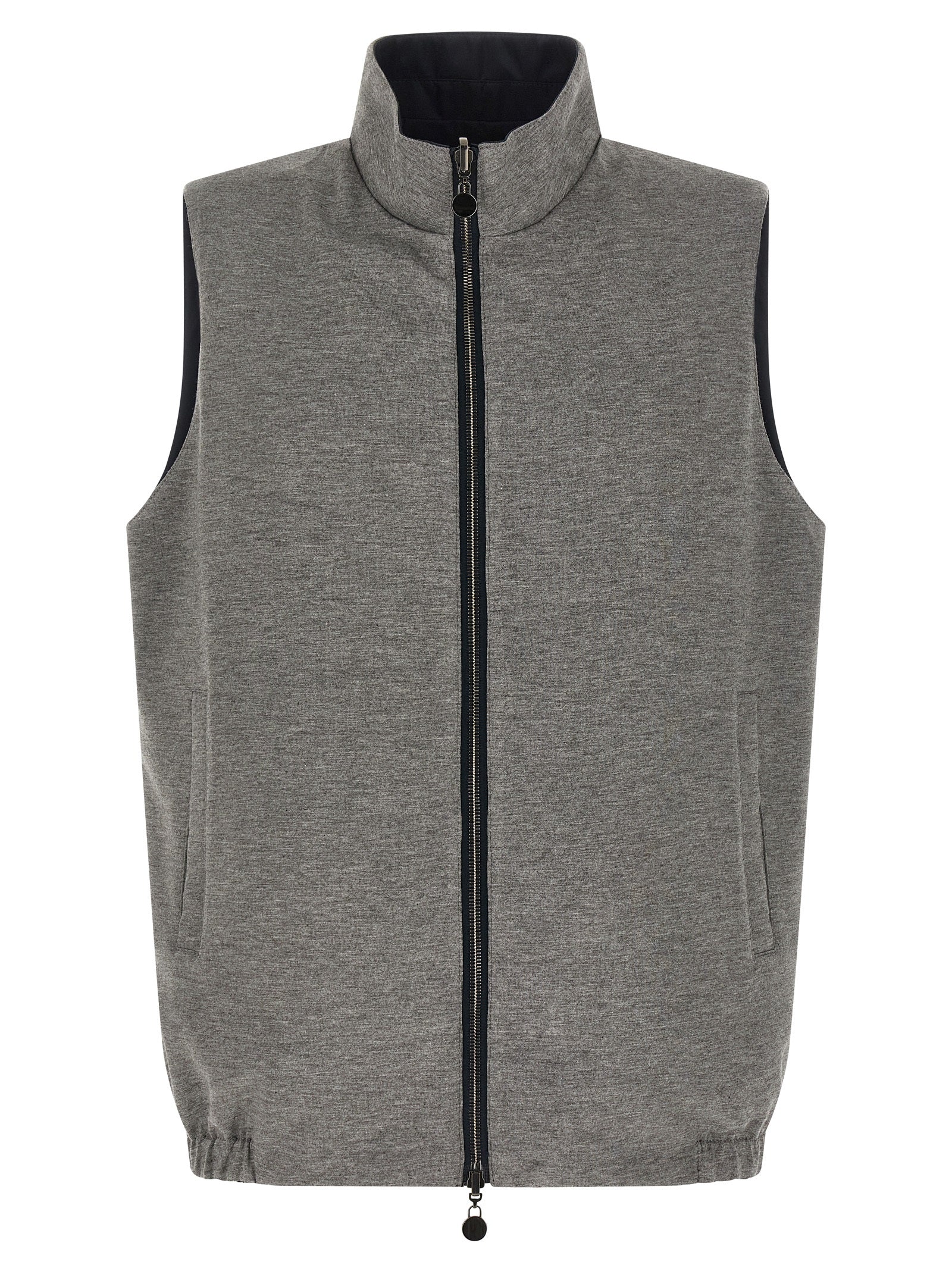 Blue Cotton Sleeveless Jacket