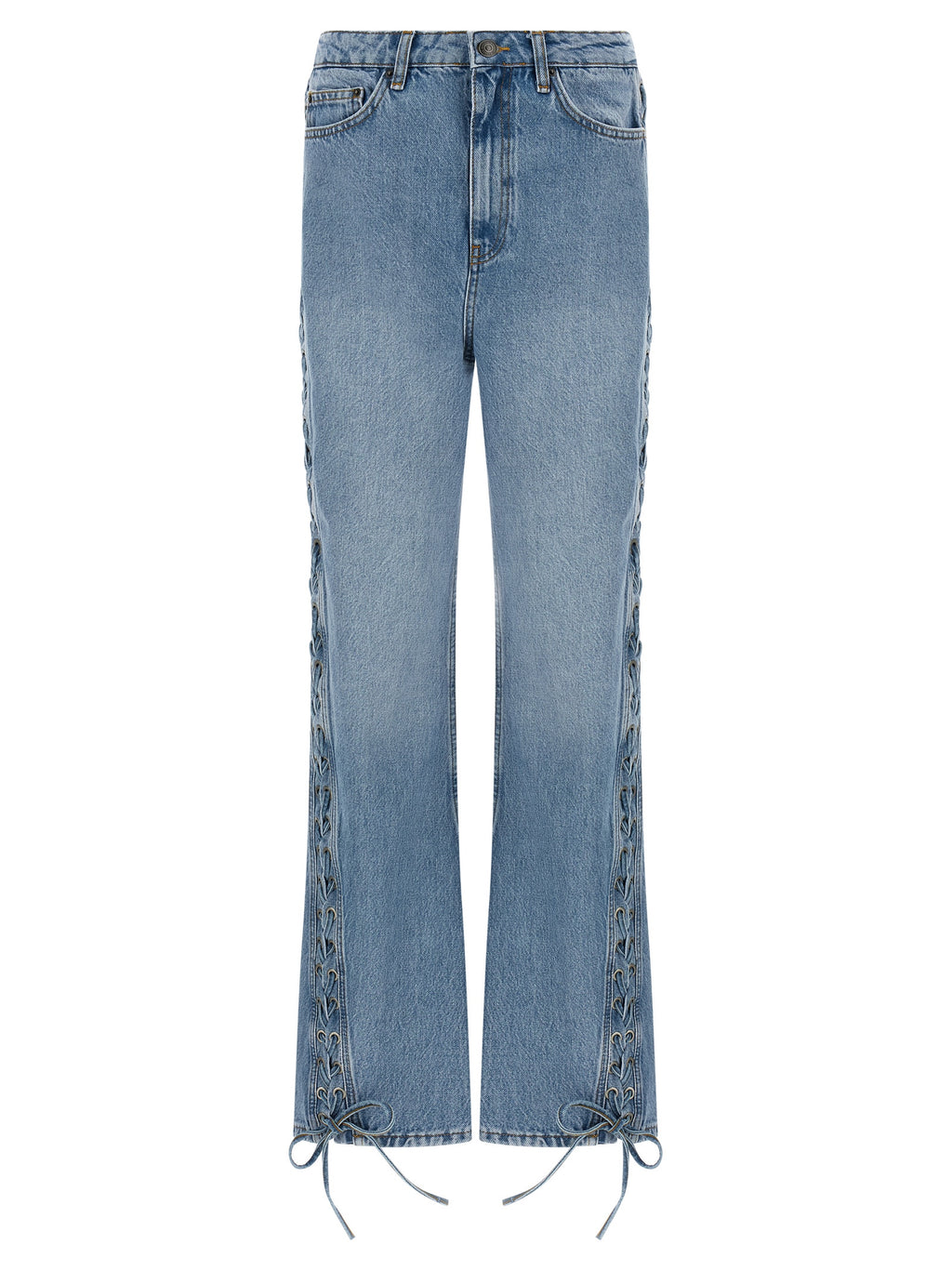 Blue Cotton Straight-Leg Jeans