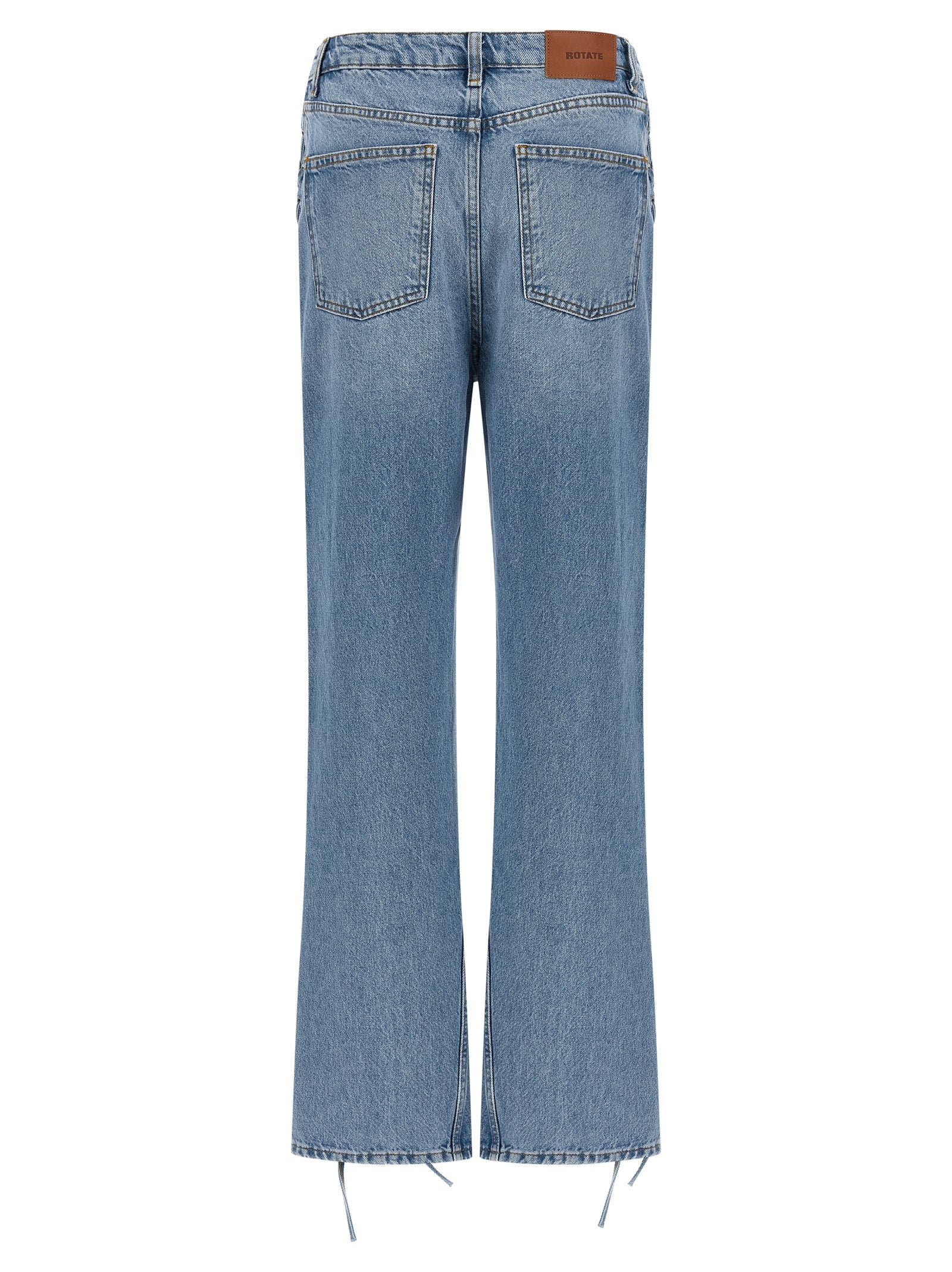Blue Cotton Straight-Leg Jeans