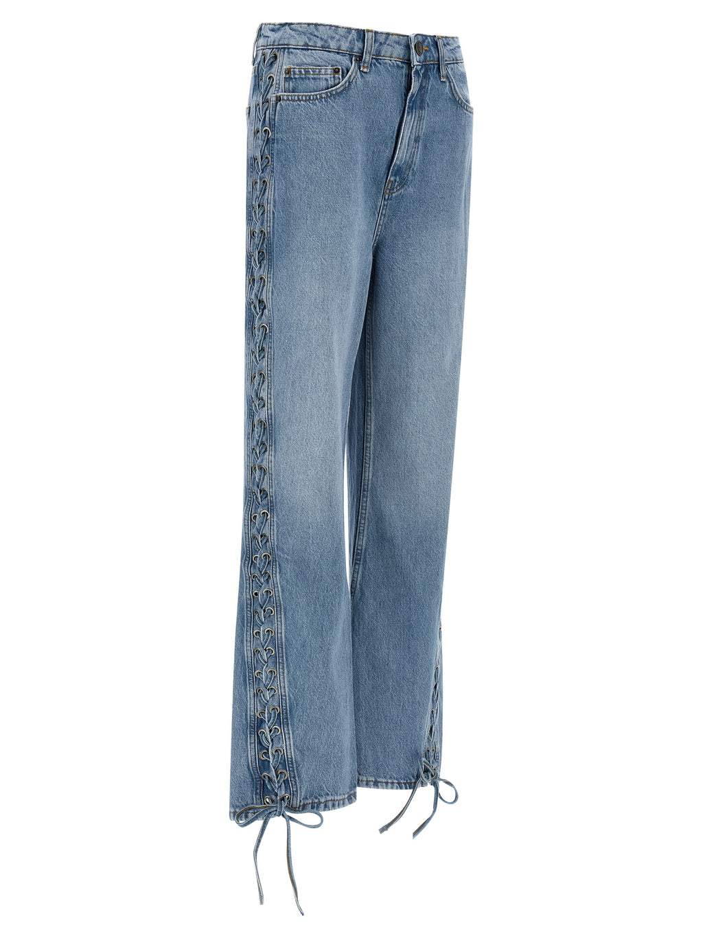Blue Cotton Straight-Leg Jeans