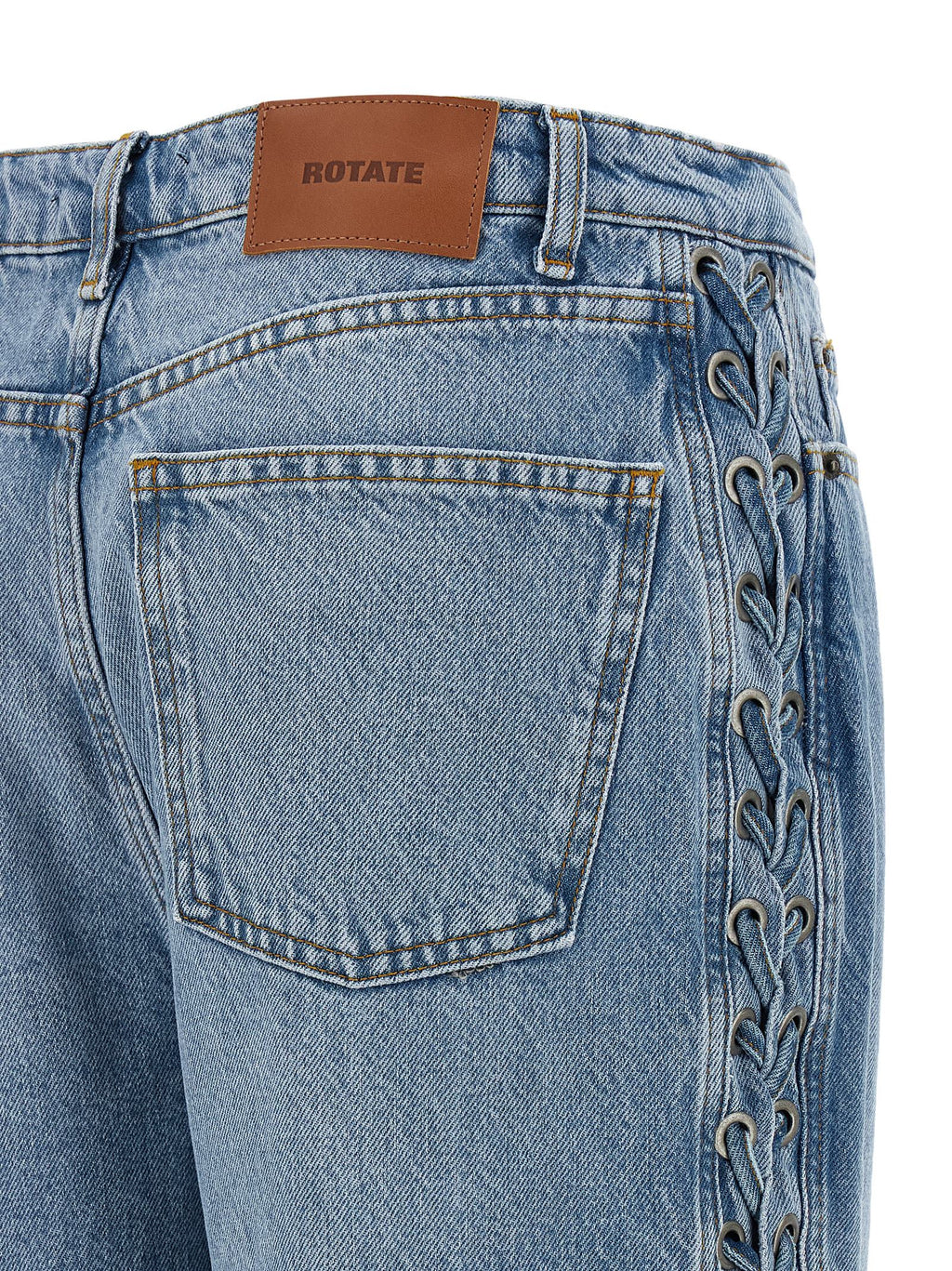 Blue Cotton Straight-Leg Jeans