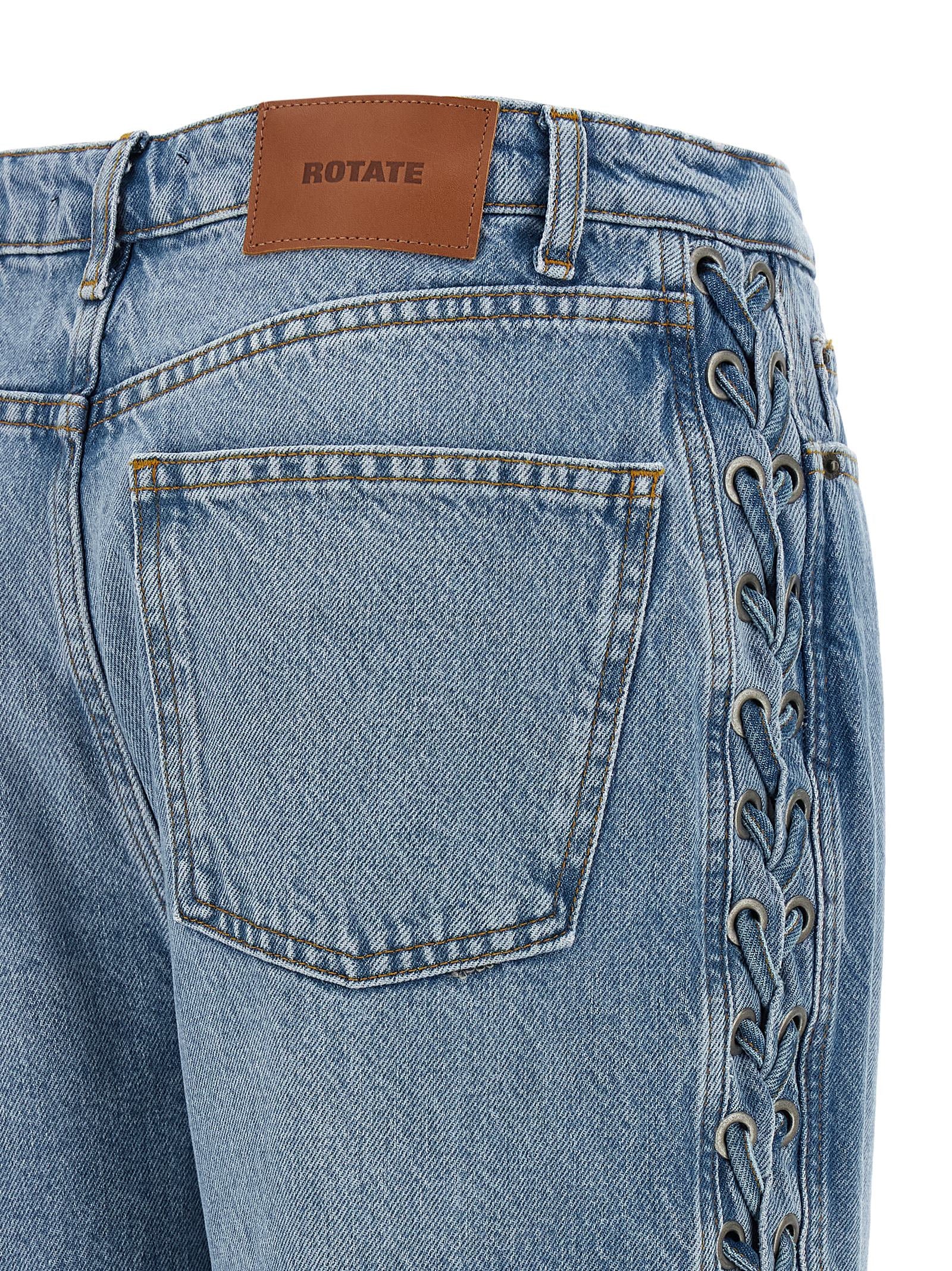 Blue Cotton Straight-Leg Jeans