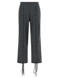 Gray Cotton Casual Pants