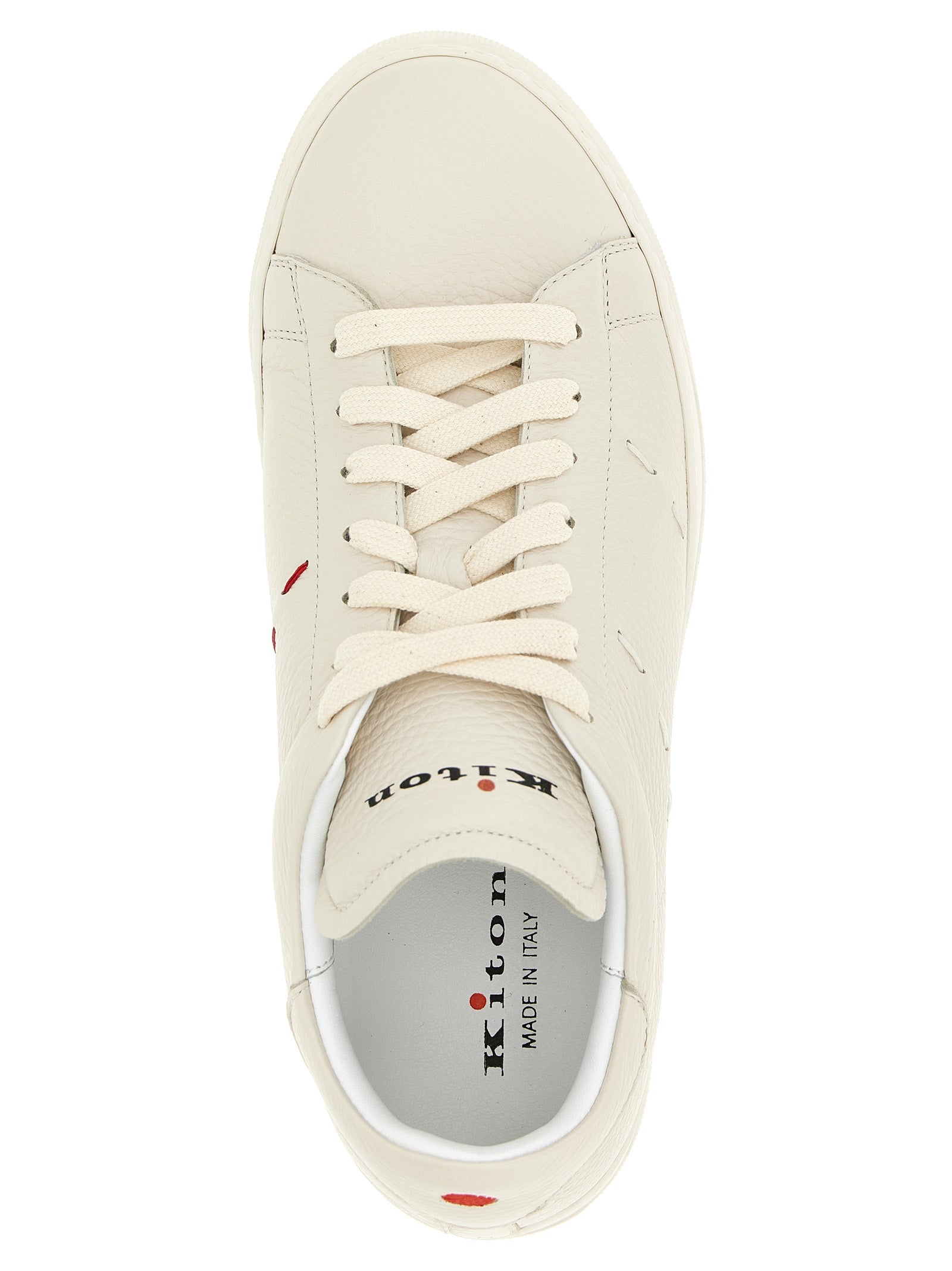 White Nubuc Leather Low Top Sneakers