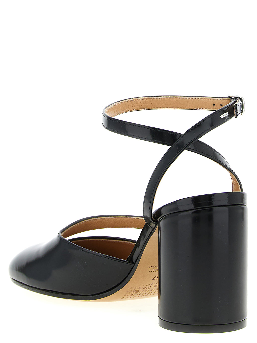 Black Calfskin Mid Heel Pumps