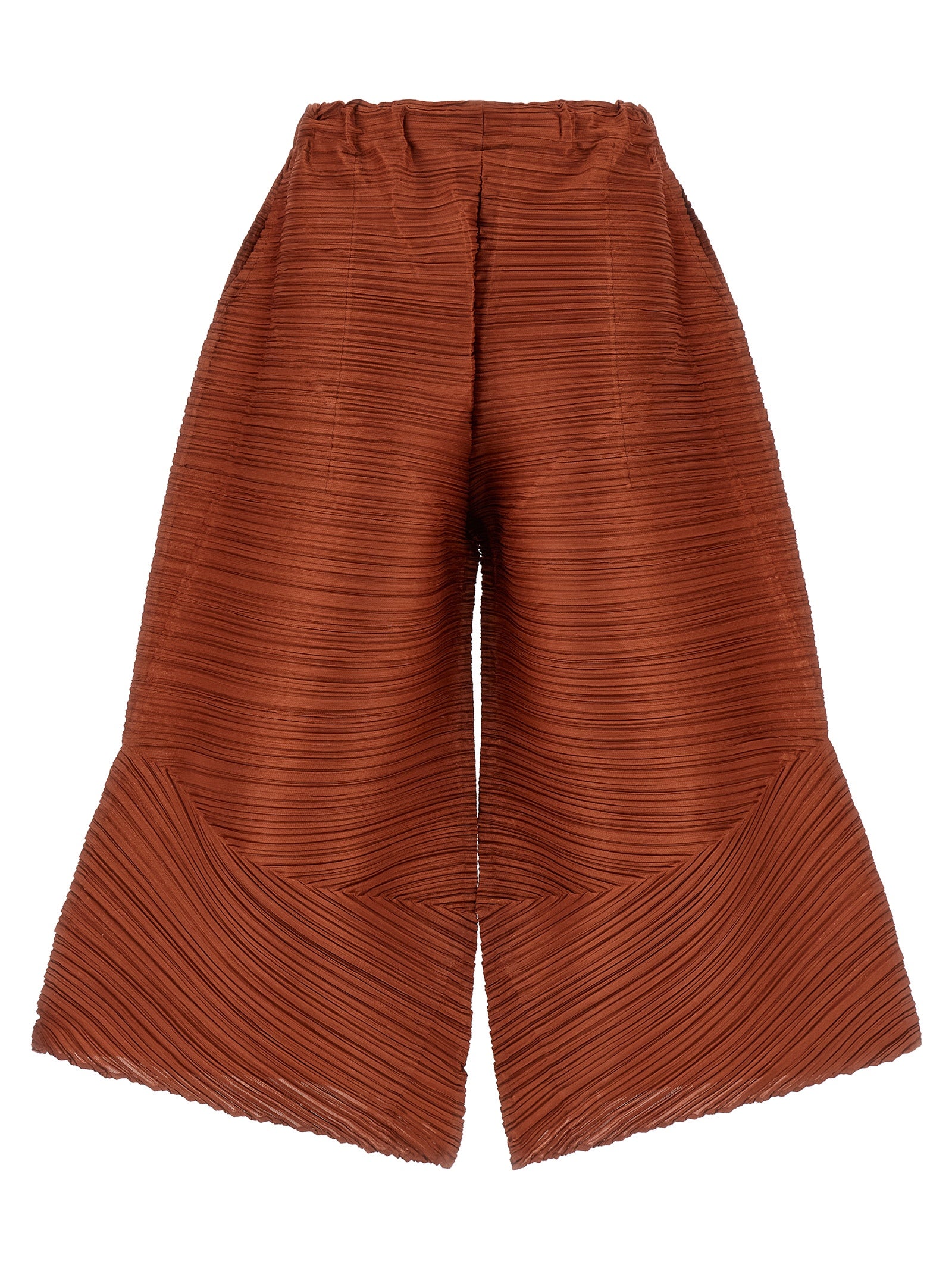 Brown Polyester Casual Pants