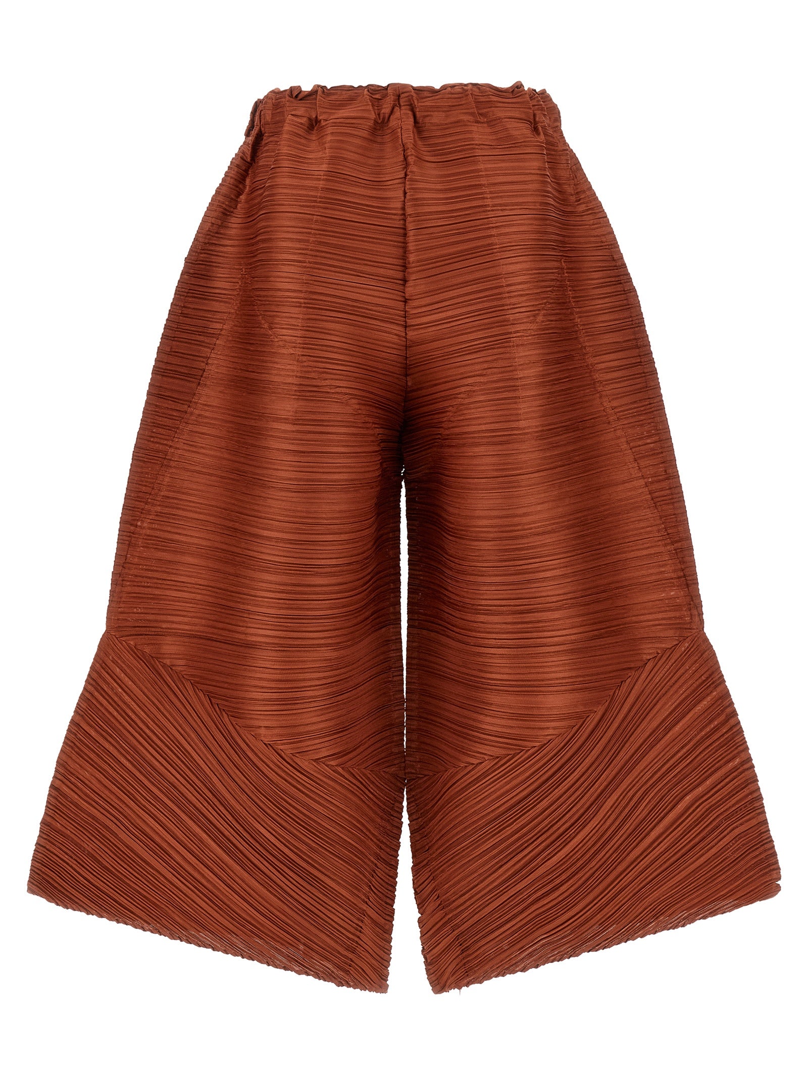 Brown Polyester Casual Pants