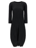 Black Polyester Midi Dress