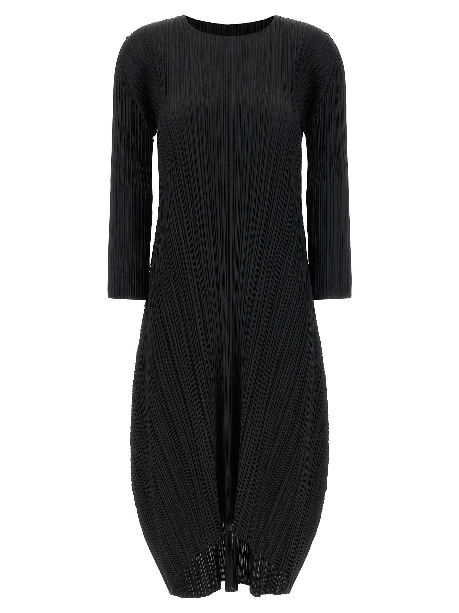 Black Polyester Midi Dress