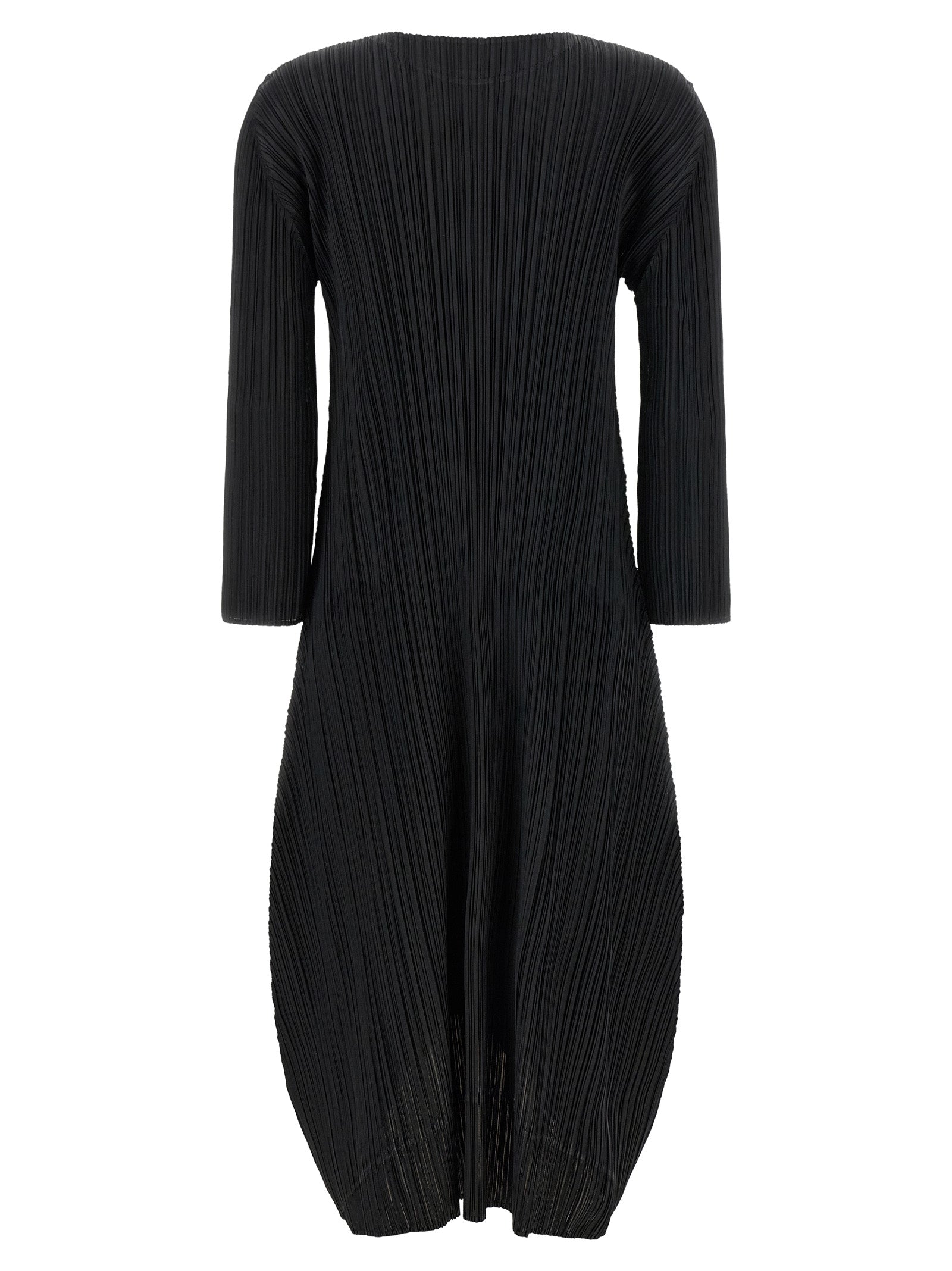 Black Polyester Midi Dress