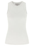 White Cotton Sleeveles T-Shirt