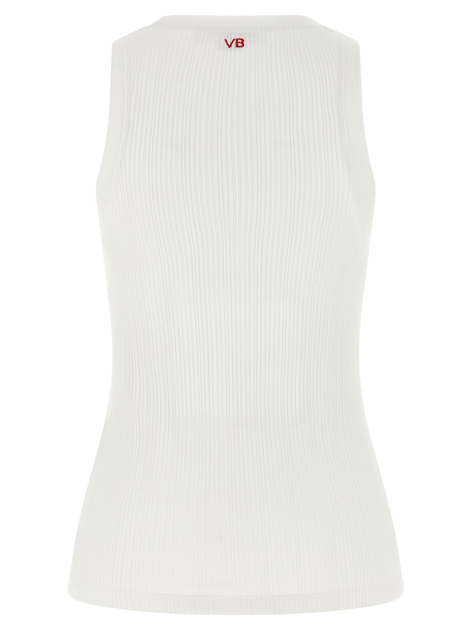 White Cotton Sleeveles T-Shirt