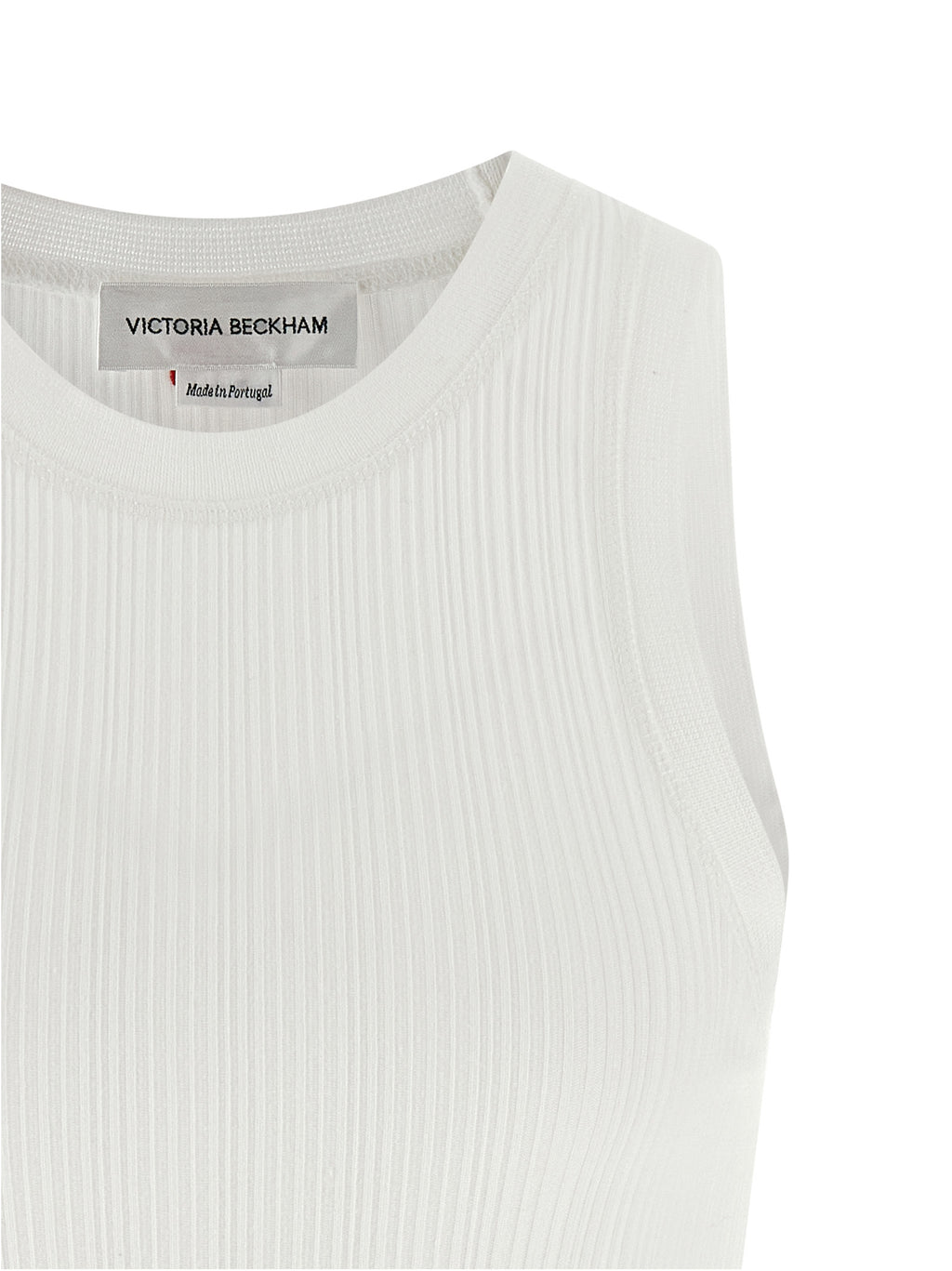 White Cotton Sleeveles T-Shirt