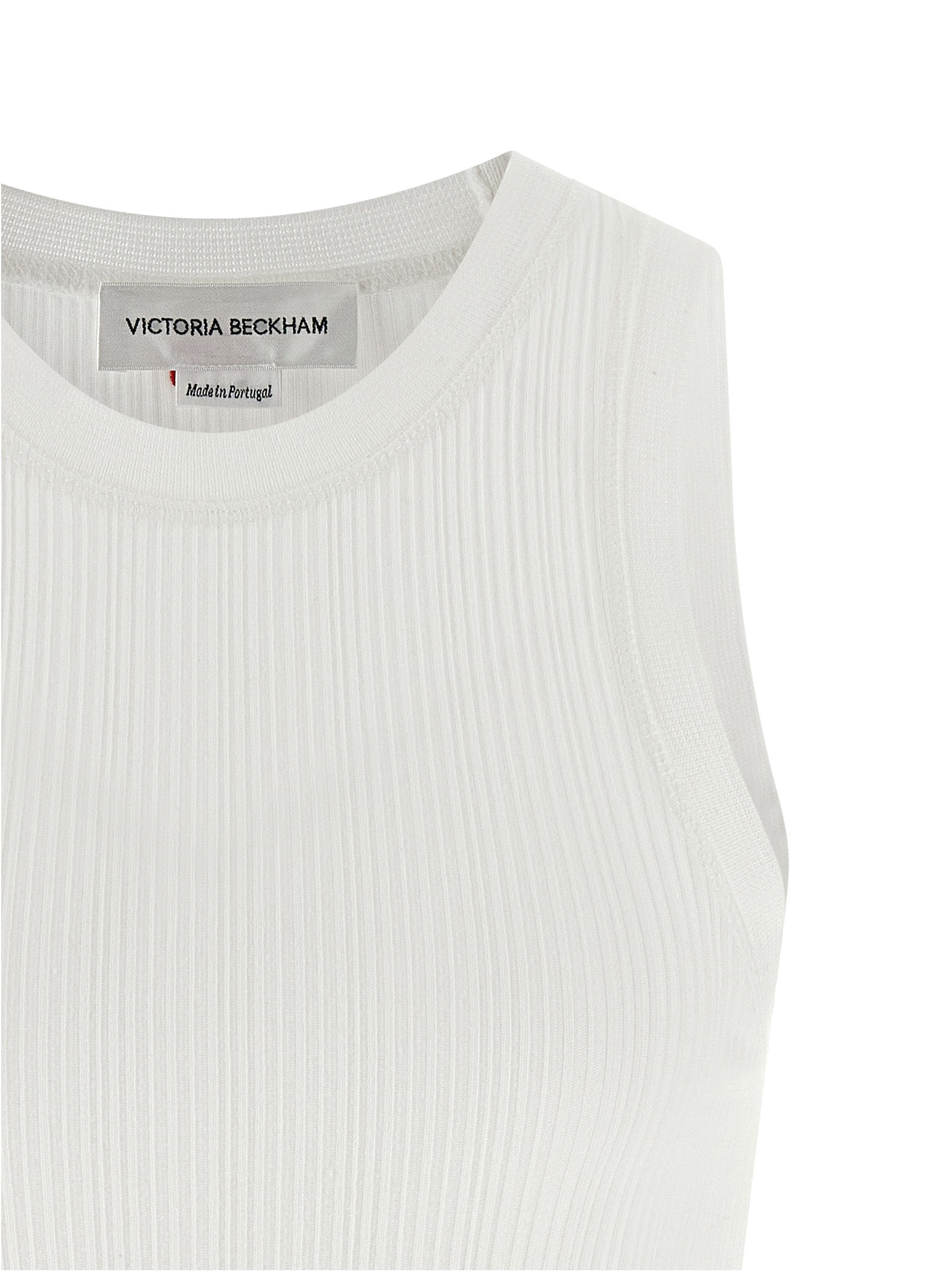White Cotton Sleeveles T-Shirt