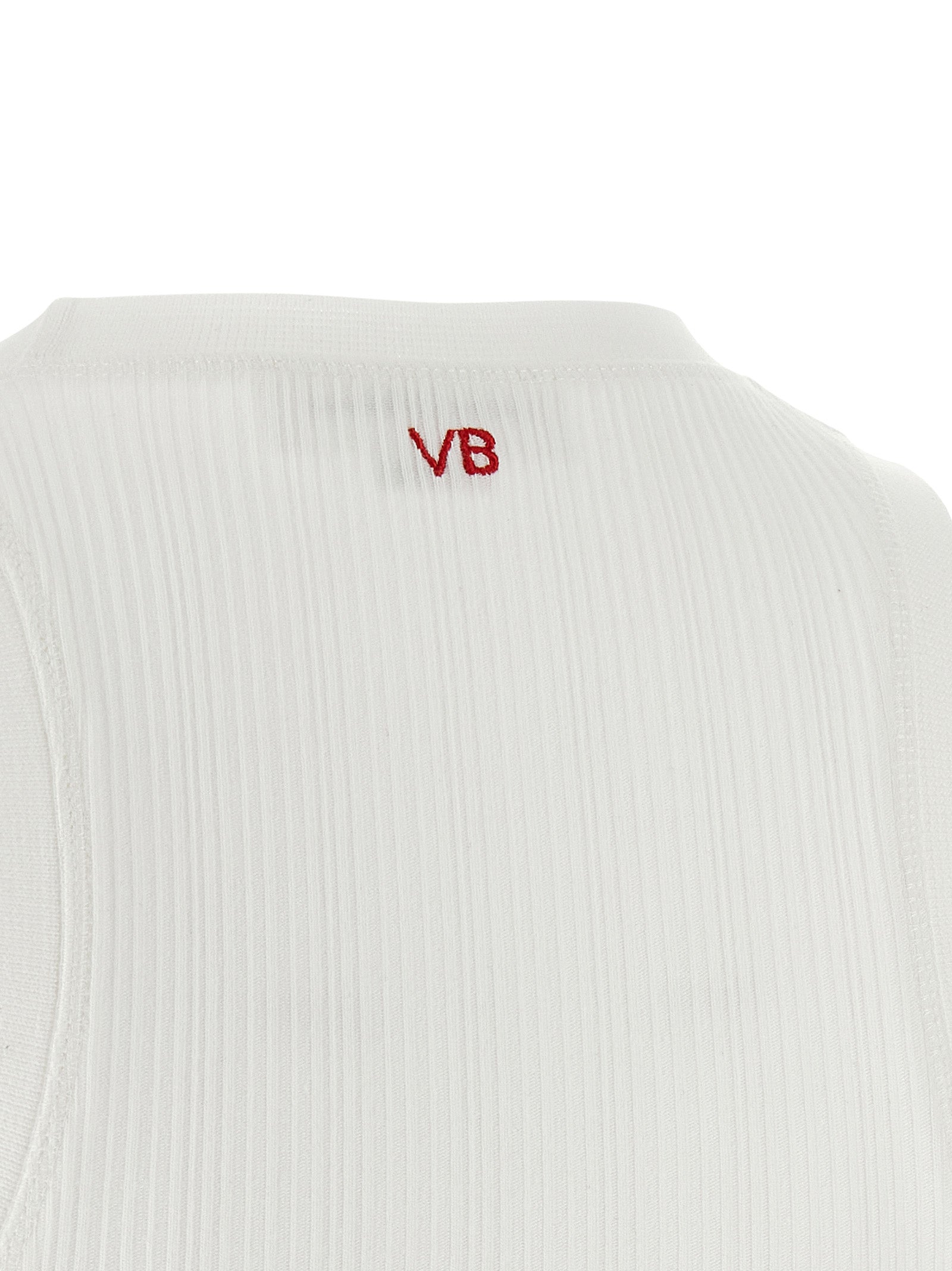 White Cotton Sleeveles T-Shirt
