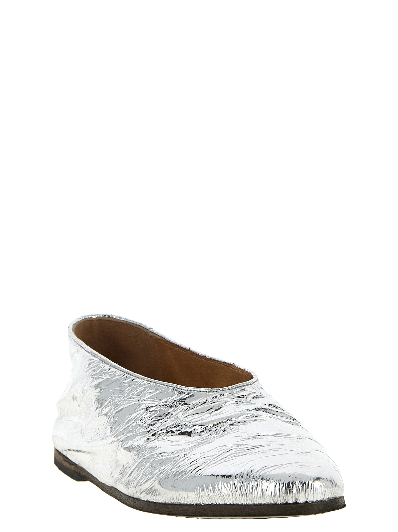 Silver Calfskin Ballet Flats