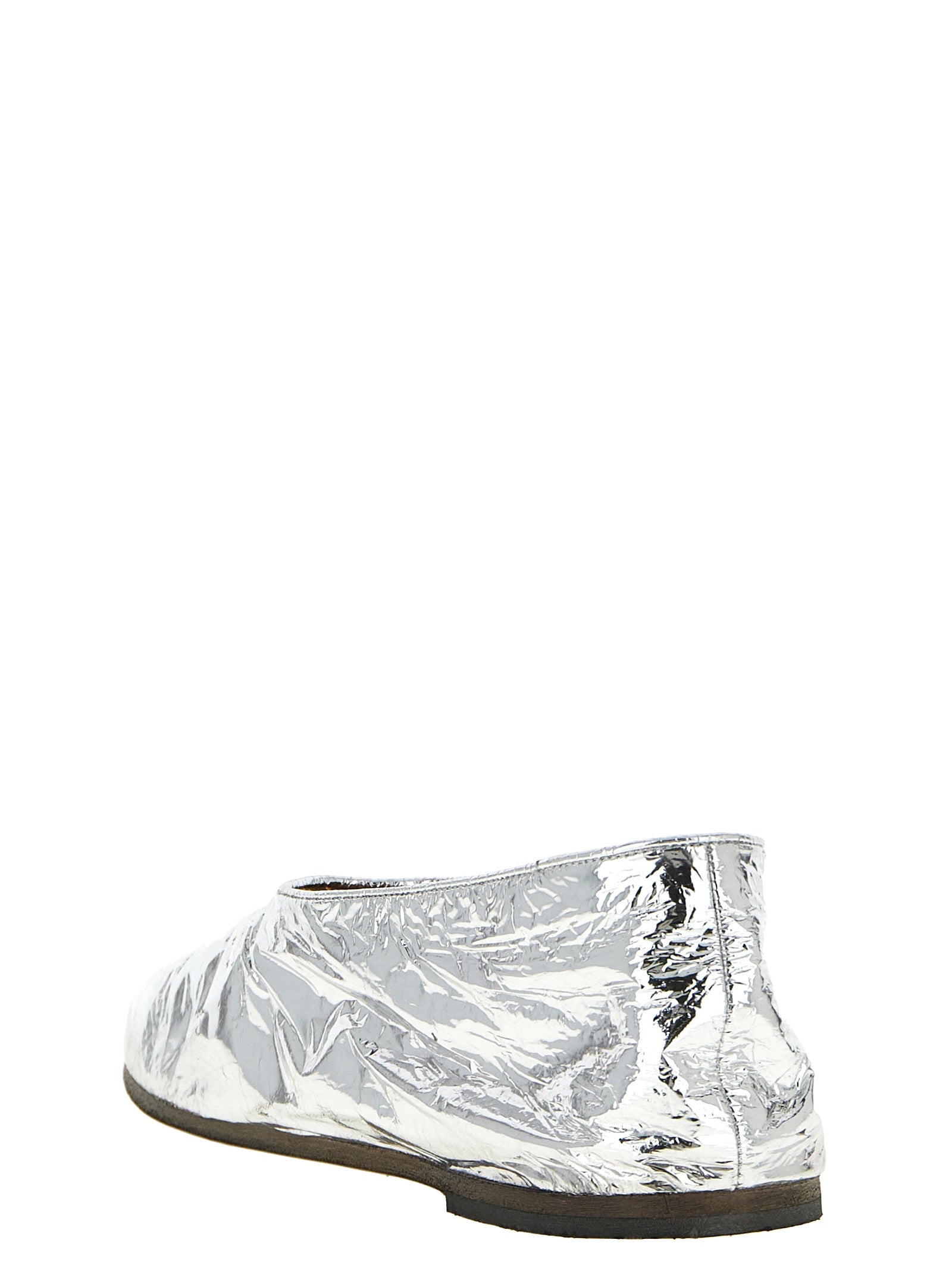 Silver Calfskin Ballet Flats