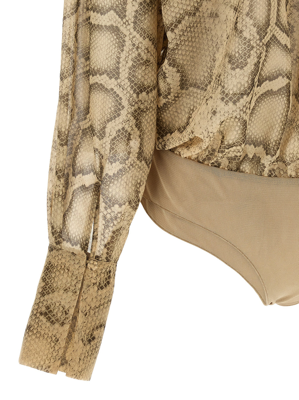 Beige Polyester Bodysuit