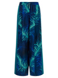 Blue Silk Casual Pants