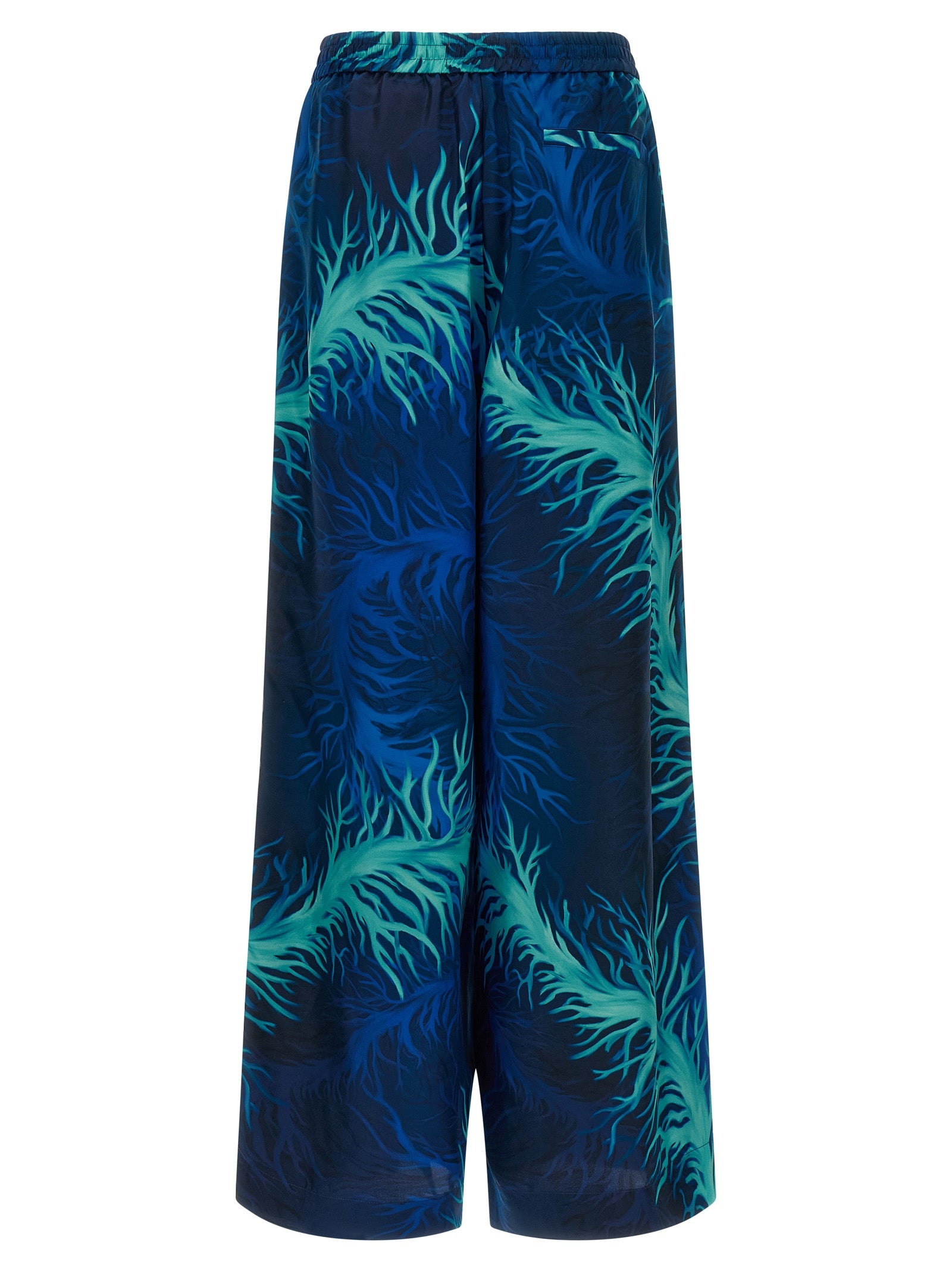 Blue Silk Casual Pants