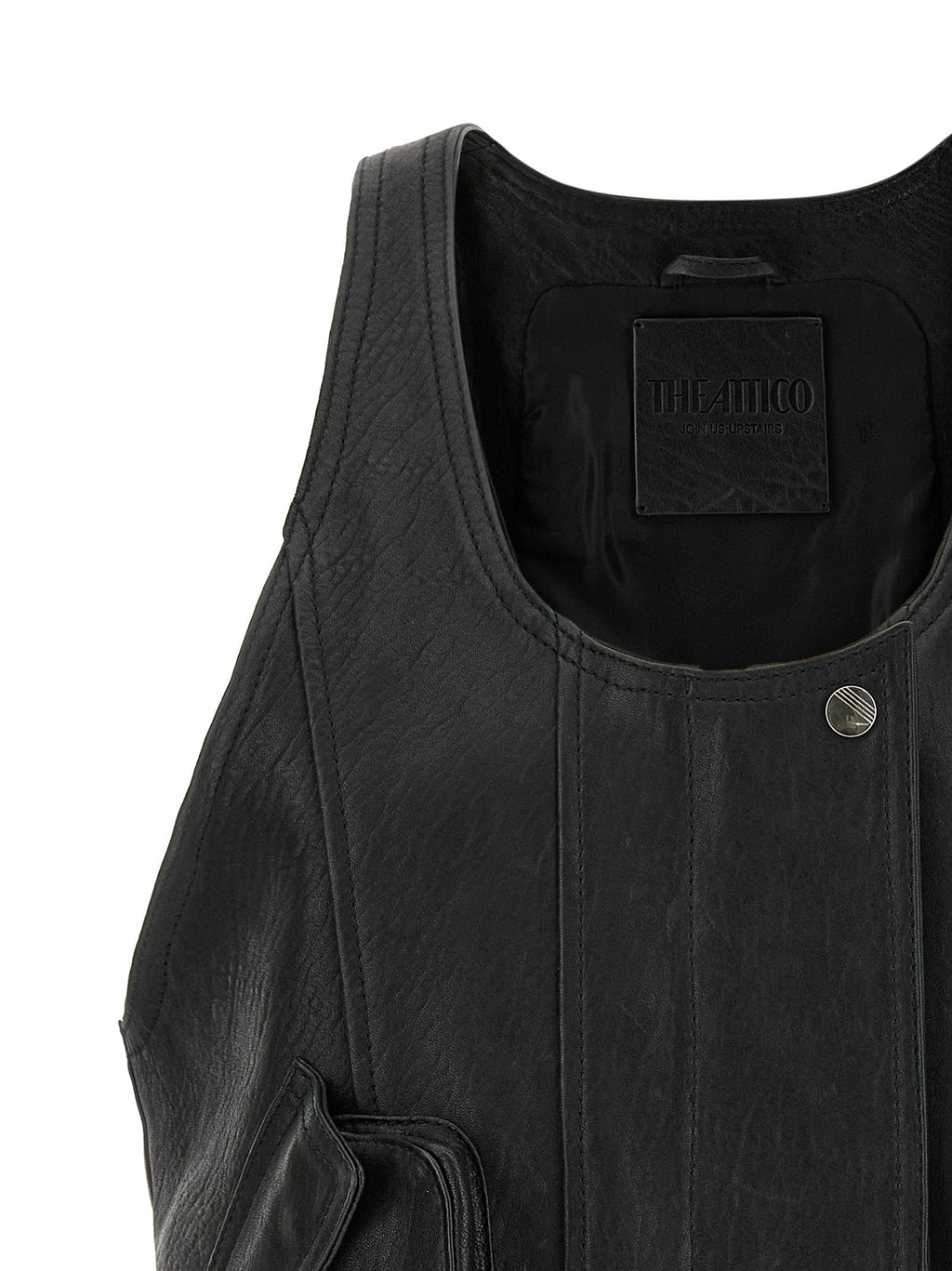 Black Lamb Leather Sleeveless Jacket