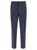 Blue Linen Casual Pants