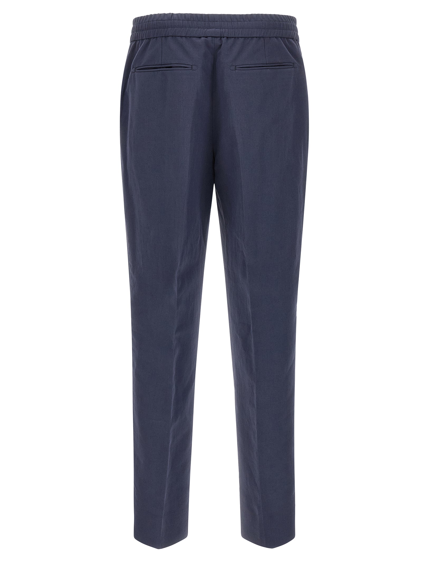 Blue Linen Casual Pants