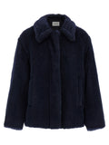 Blue Alpaca Leather Coat