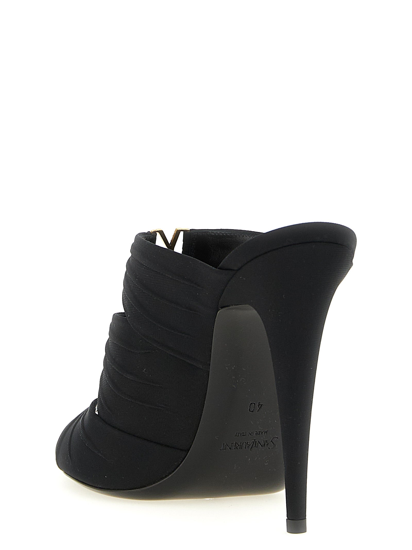 Black Viscose Stiletto Heel Sandals