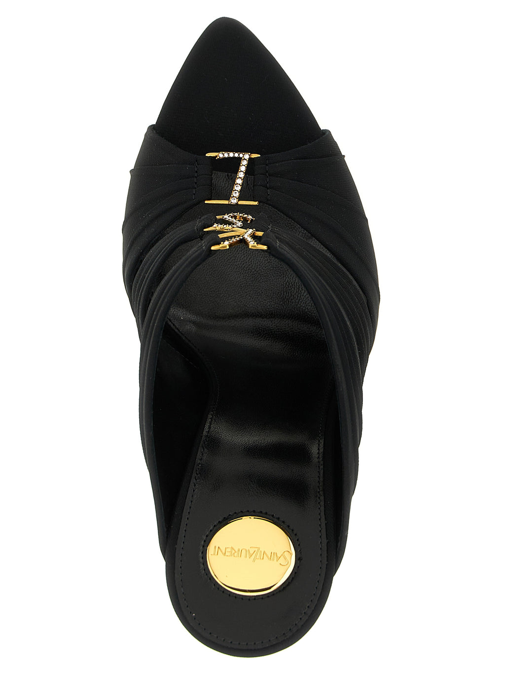 Black Viscose Stiletto Heel Sandals