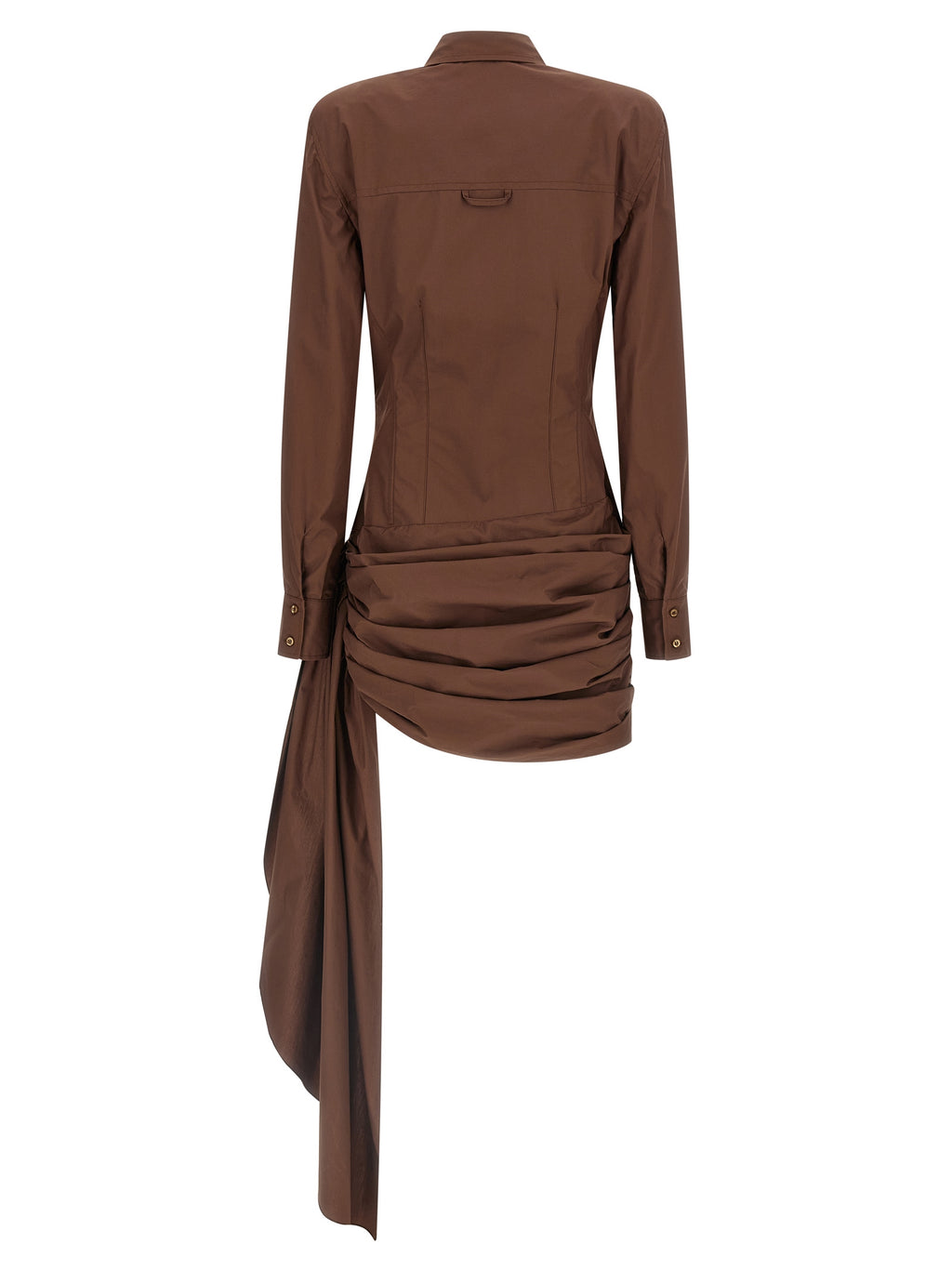Brown Cotton Short Dress