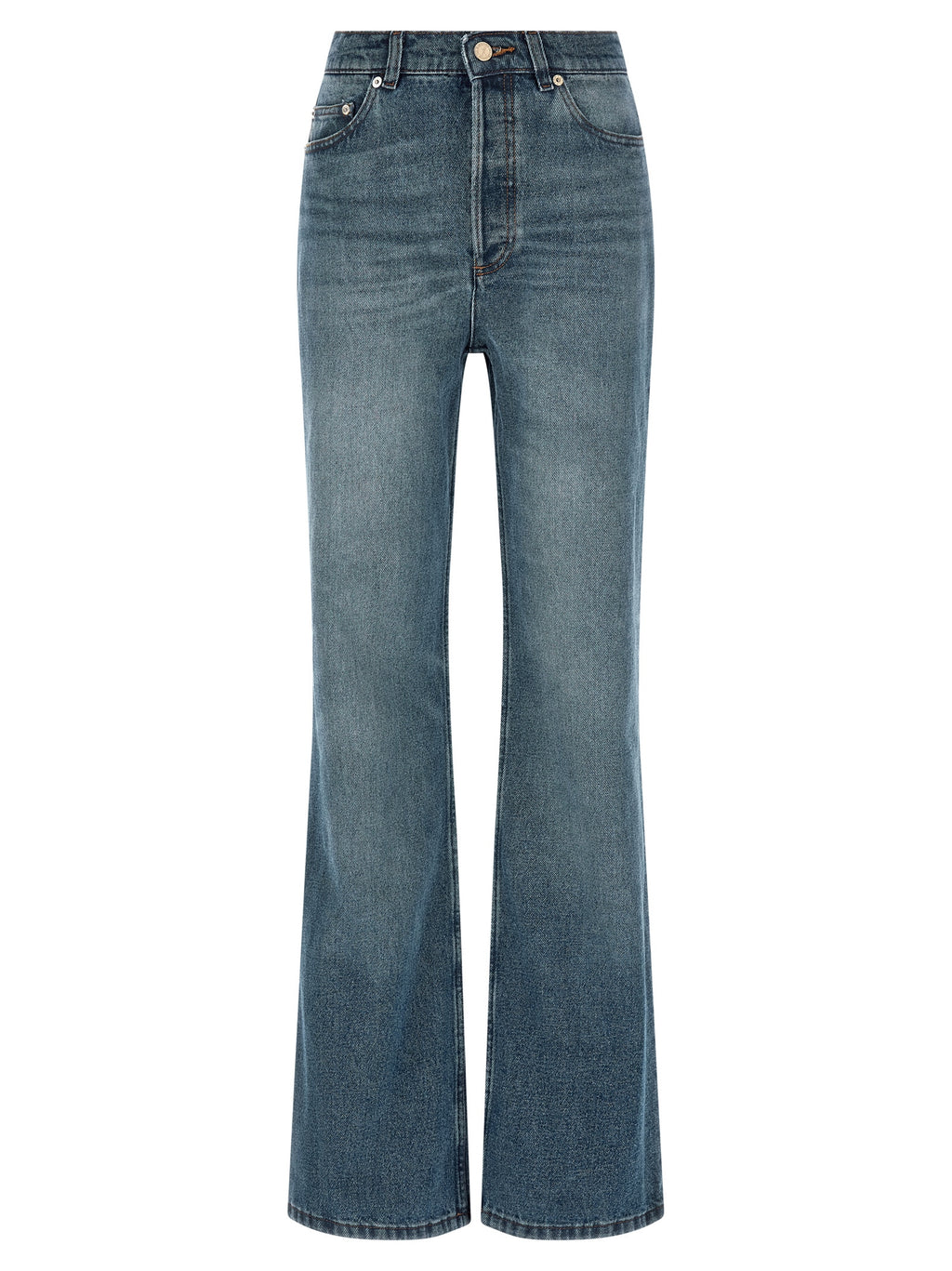 Blue Cotton Flared Jeans