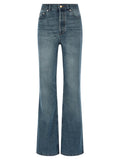Blue Cotton Flared Jeans