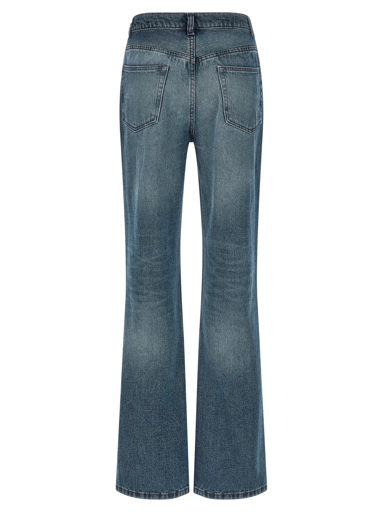Blue Cotton Flared Jeans
