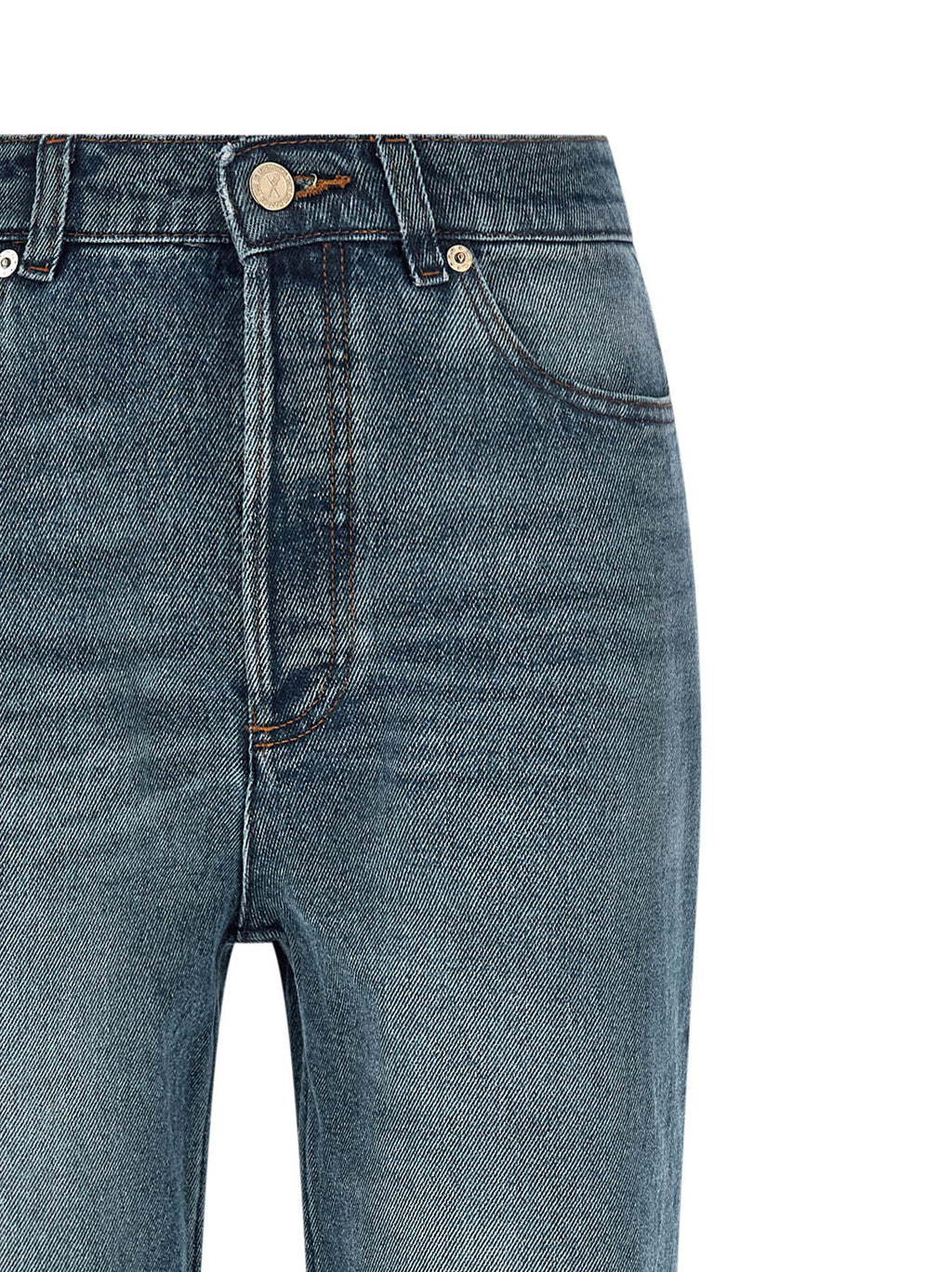 Blue Cotton Flared Jeans