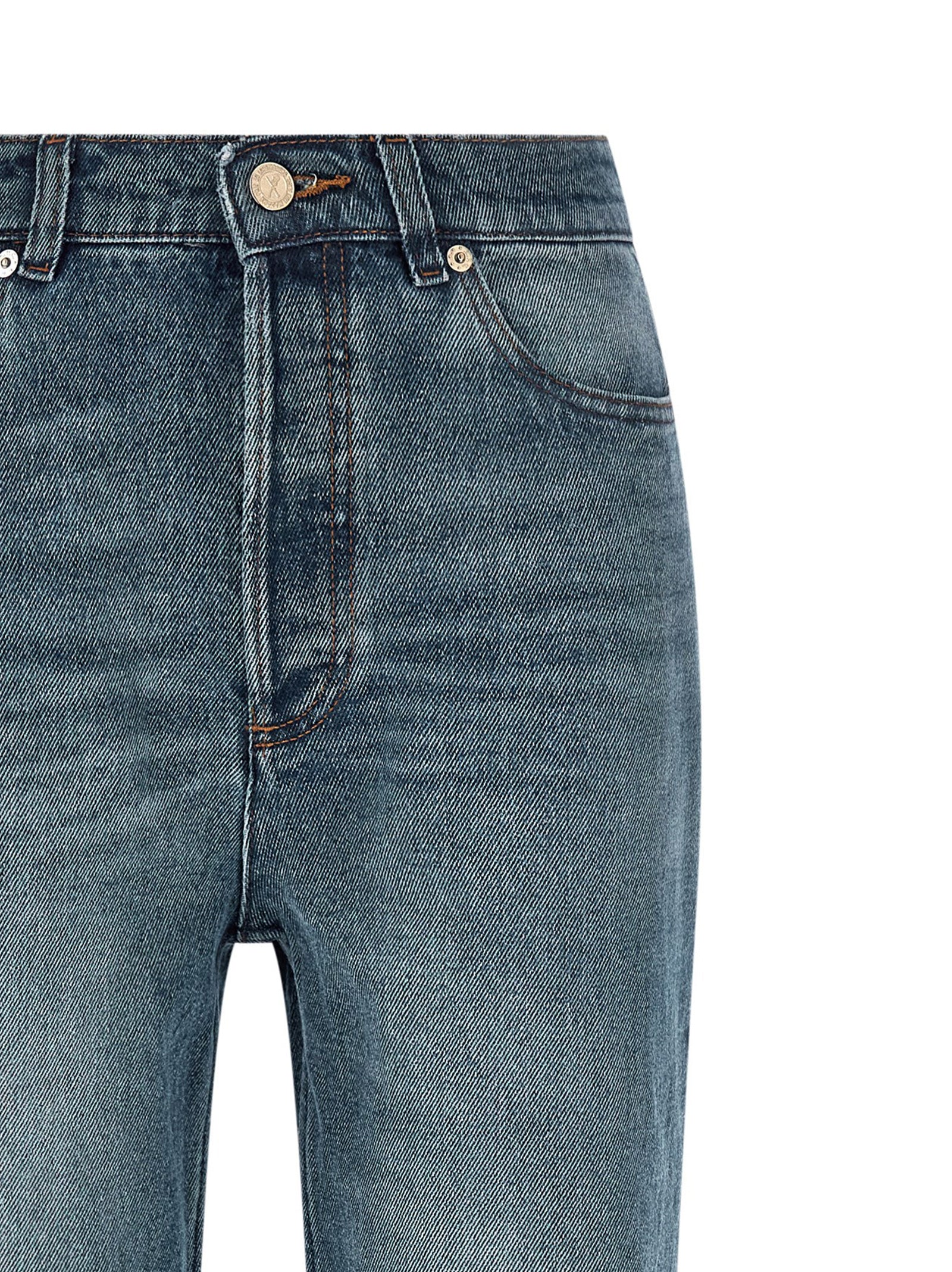 Blue Cotton Flared Jeans
