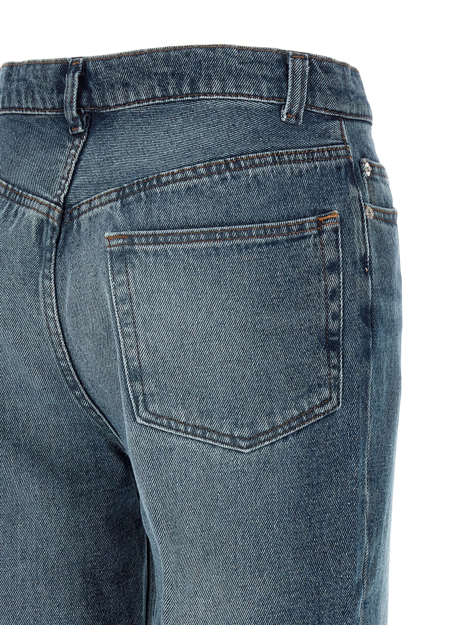Blue Cotton Flared Jeans