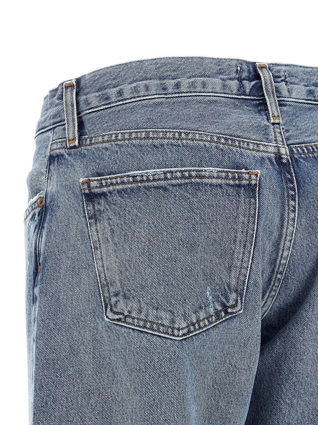 Blue Cotton Straight-Leg Jeans