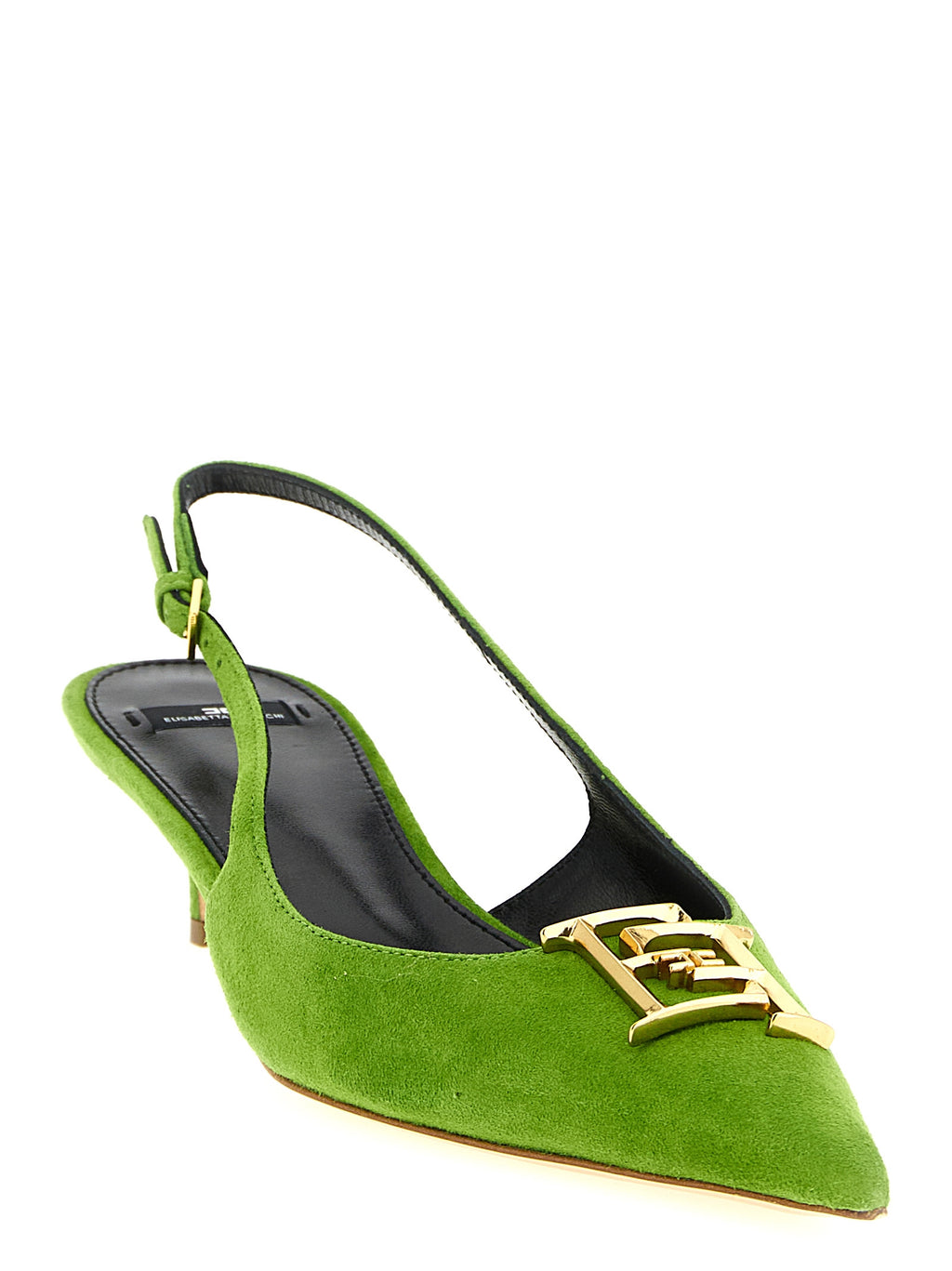 Bicolor Leather Mid Heel Pumps