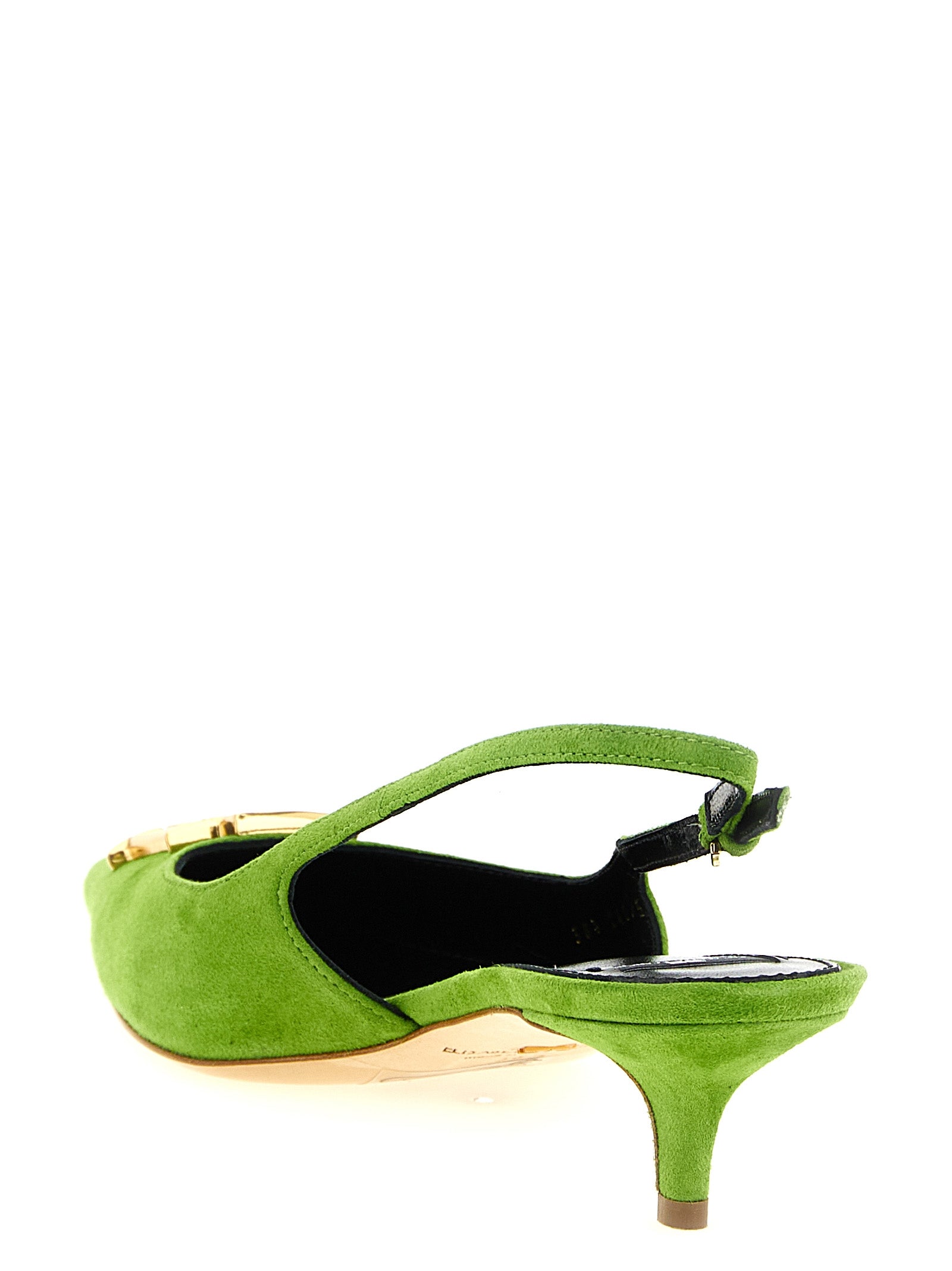 Bicolor Leather Mid Heel Pumps