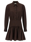 Brown Cotton Short Dress